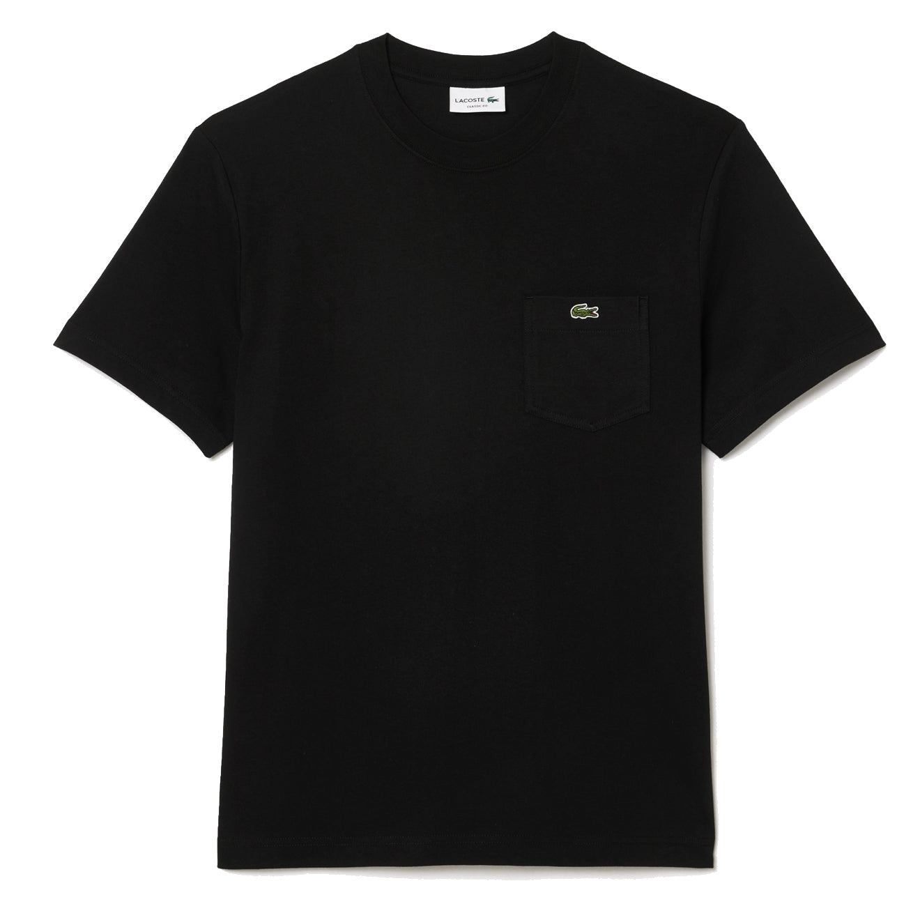 Lacoste Cotton T-Shirt with Breast Pocket Black - Parasol Store