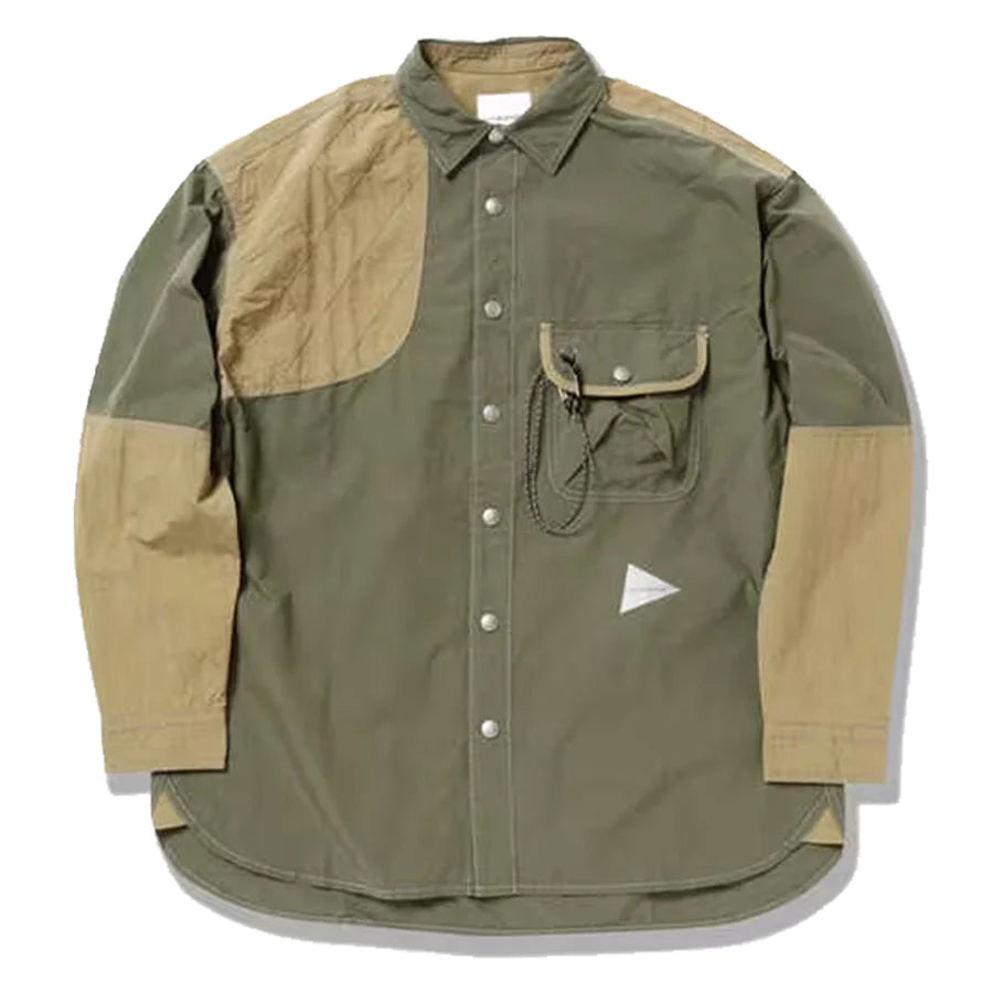 And Wander Cordura Rip Mix Shirt Khaki And Wander