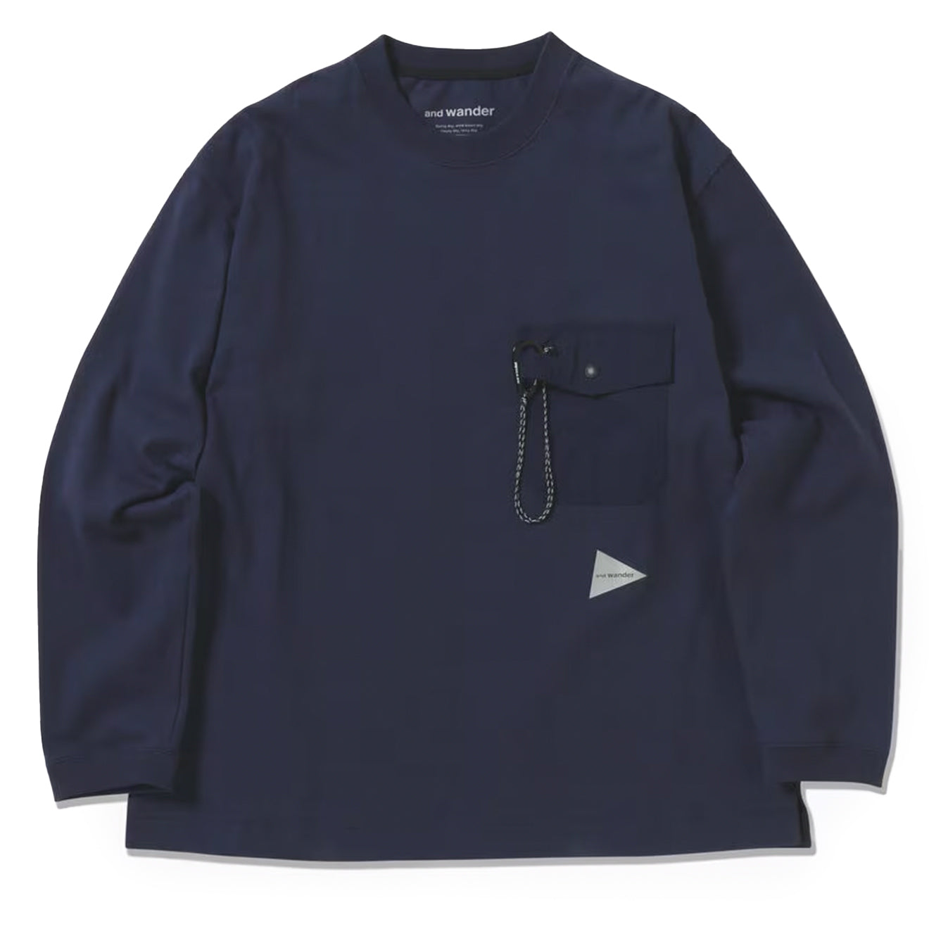 And Wander Heavy Cotton Pocket L/S Tee Navy - Parasol Store