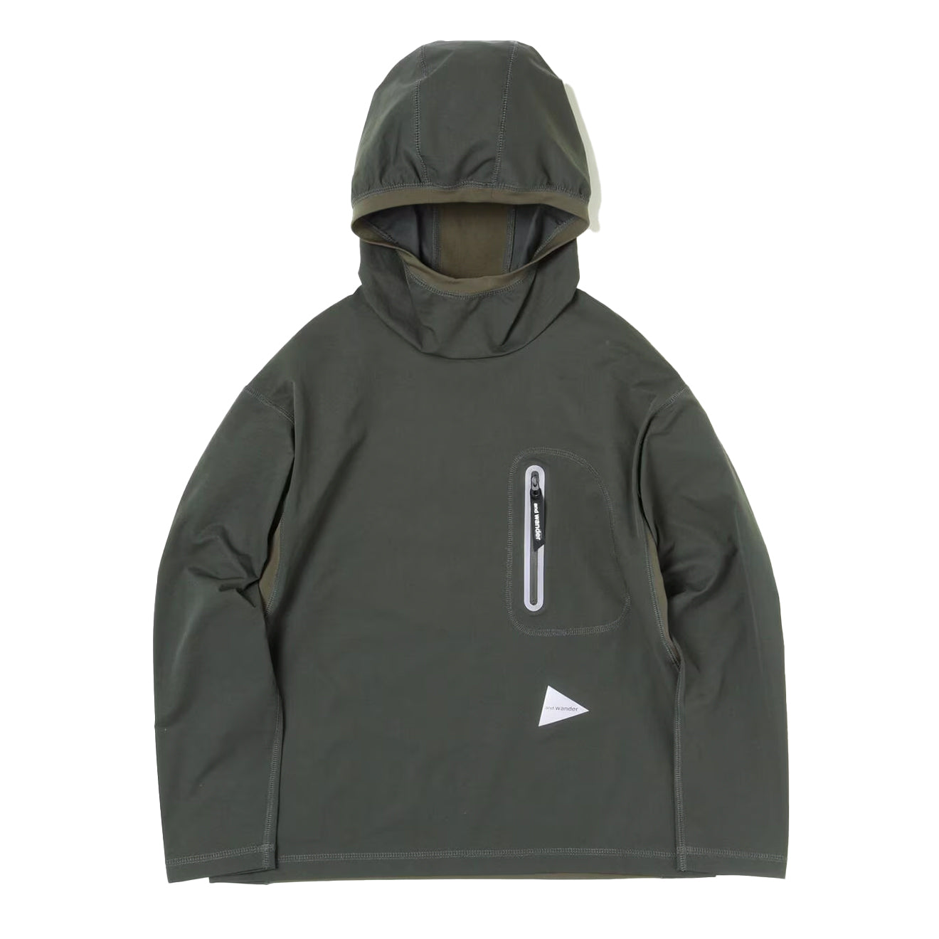 And Wander Hybrid Warm Pocket Hoodie Dark Green - Parasol Store