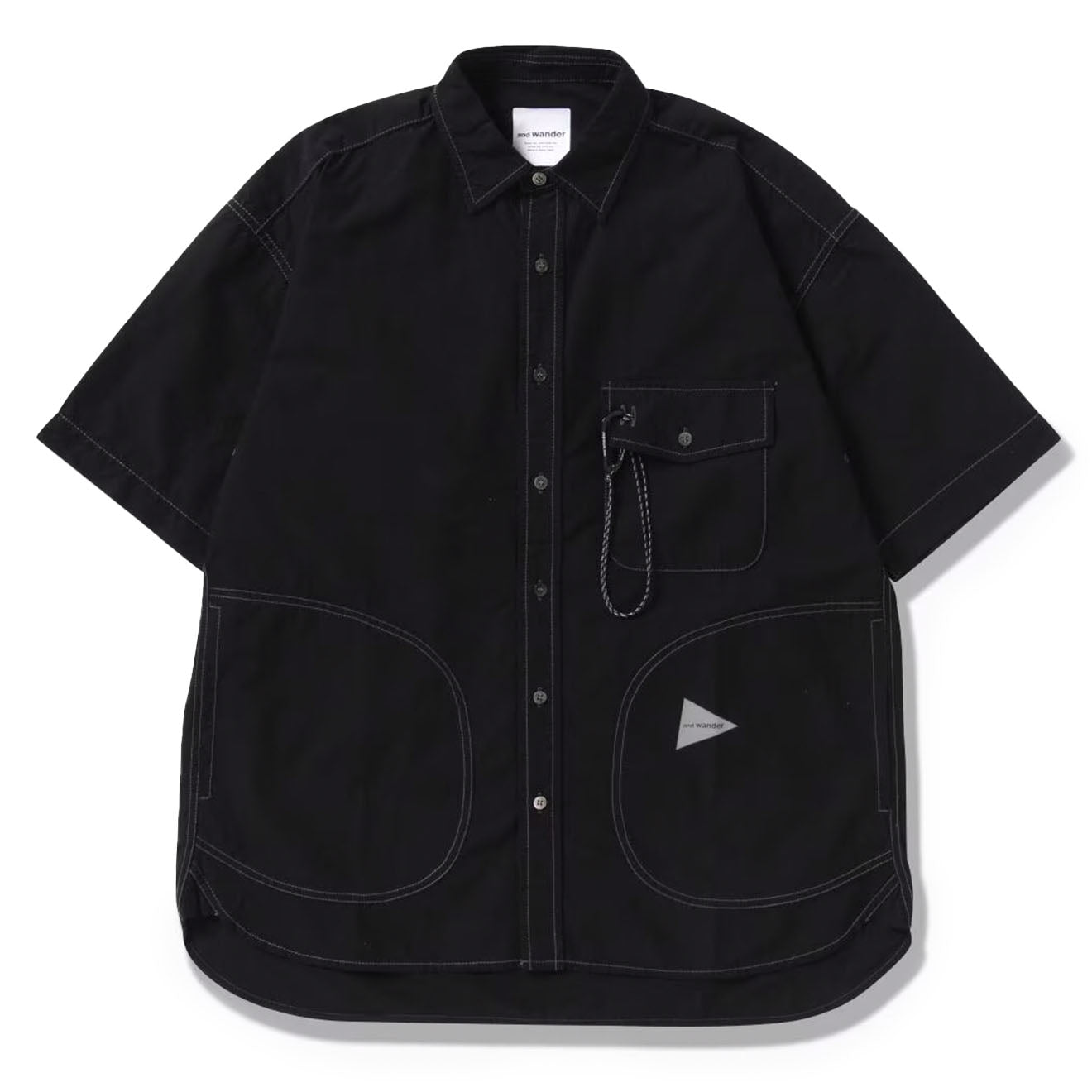 And Wander Womens C/N Rip S/S Shirt Black - Parasol Store