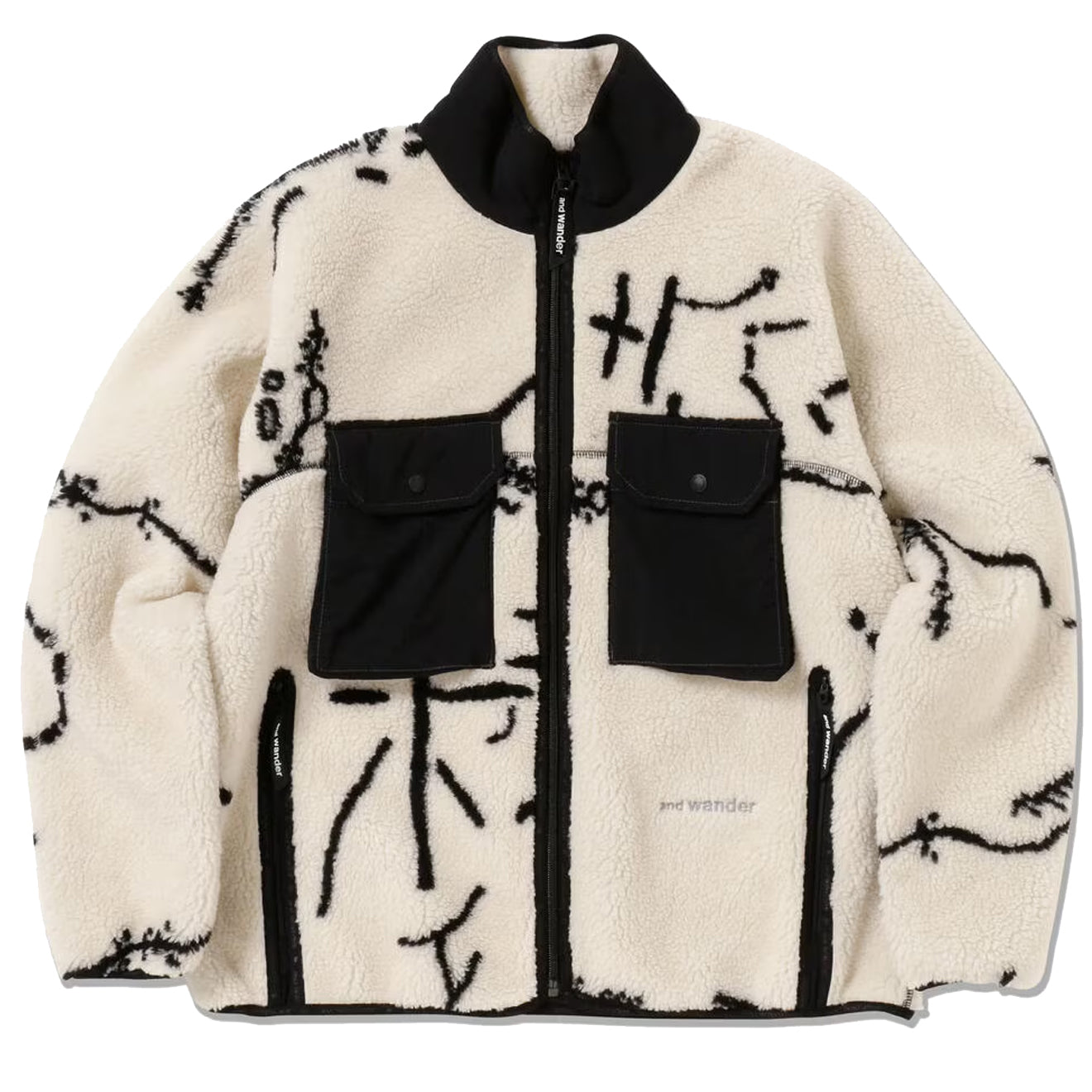 And Wander Womens Daijiro Ohara Map Key Boa Jacket Off White - Parasol Store