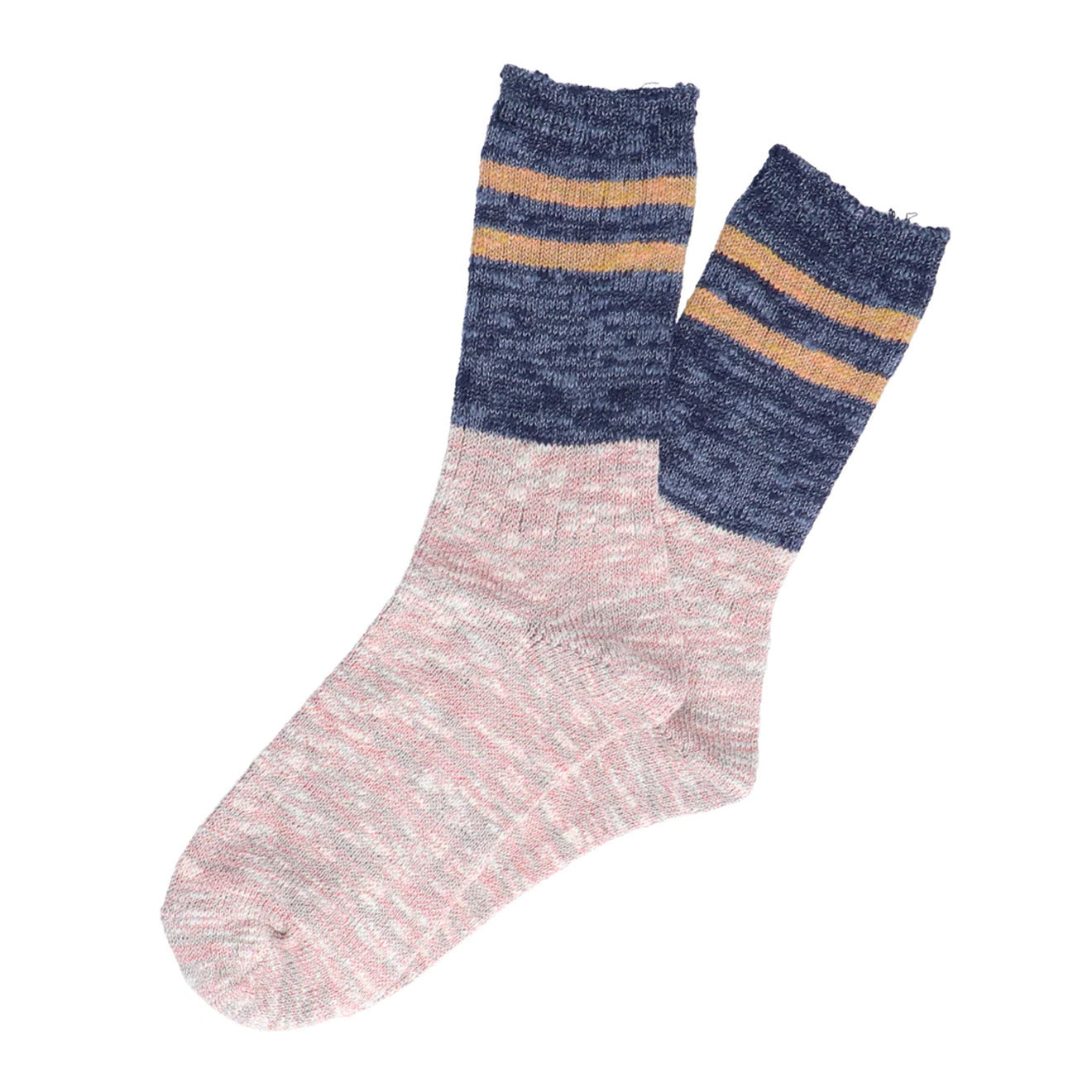 Anonymous Ism Slub Stripes Sock Crew Navy - Parasol Store