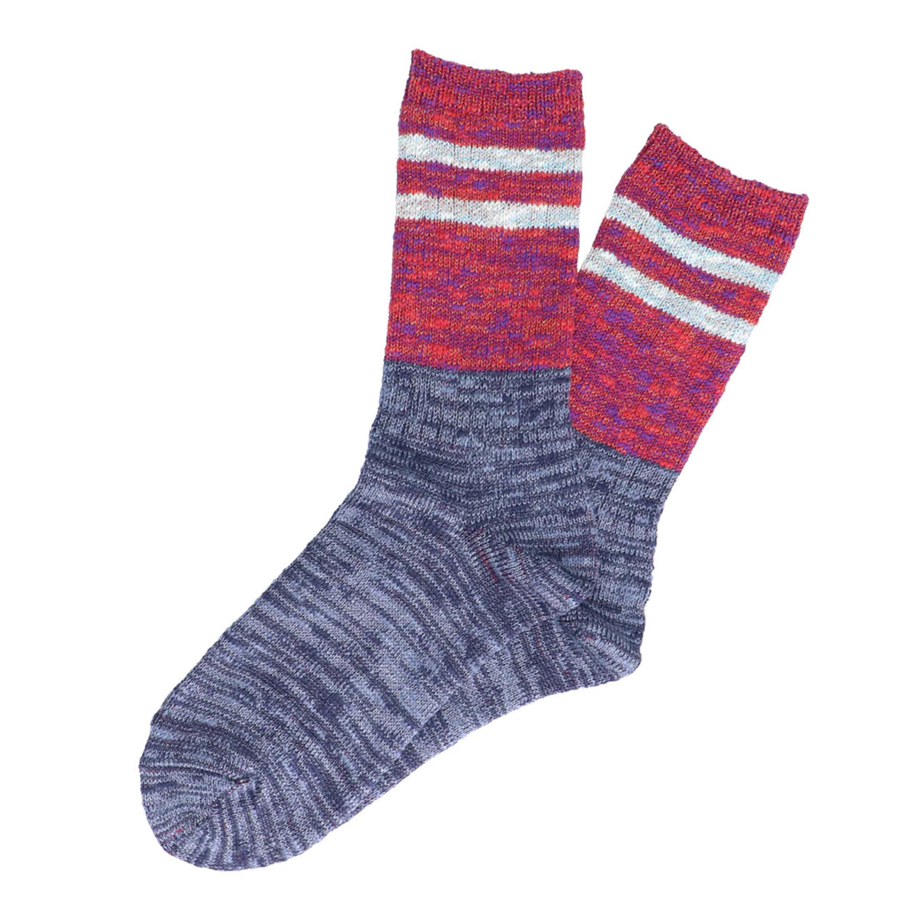 Anonymous Ism Slub Stripes Sock Crew Red - Parasol Store