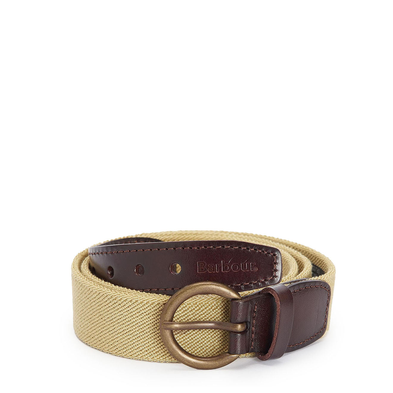 Barbour Leather Webbed Belt Sand - Parasol Store