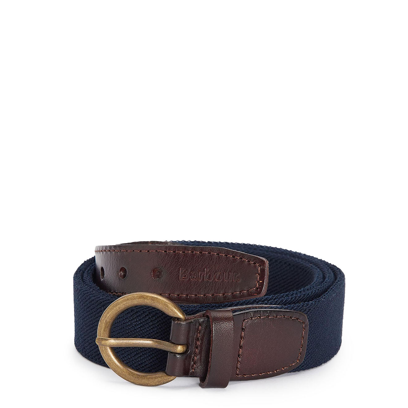 Barbour Leather Webbed Belt Navy - Parasol Store