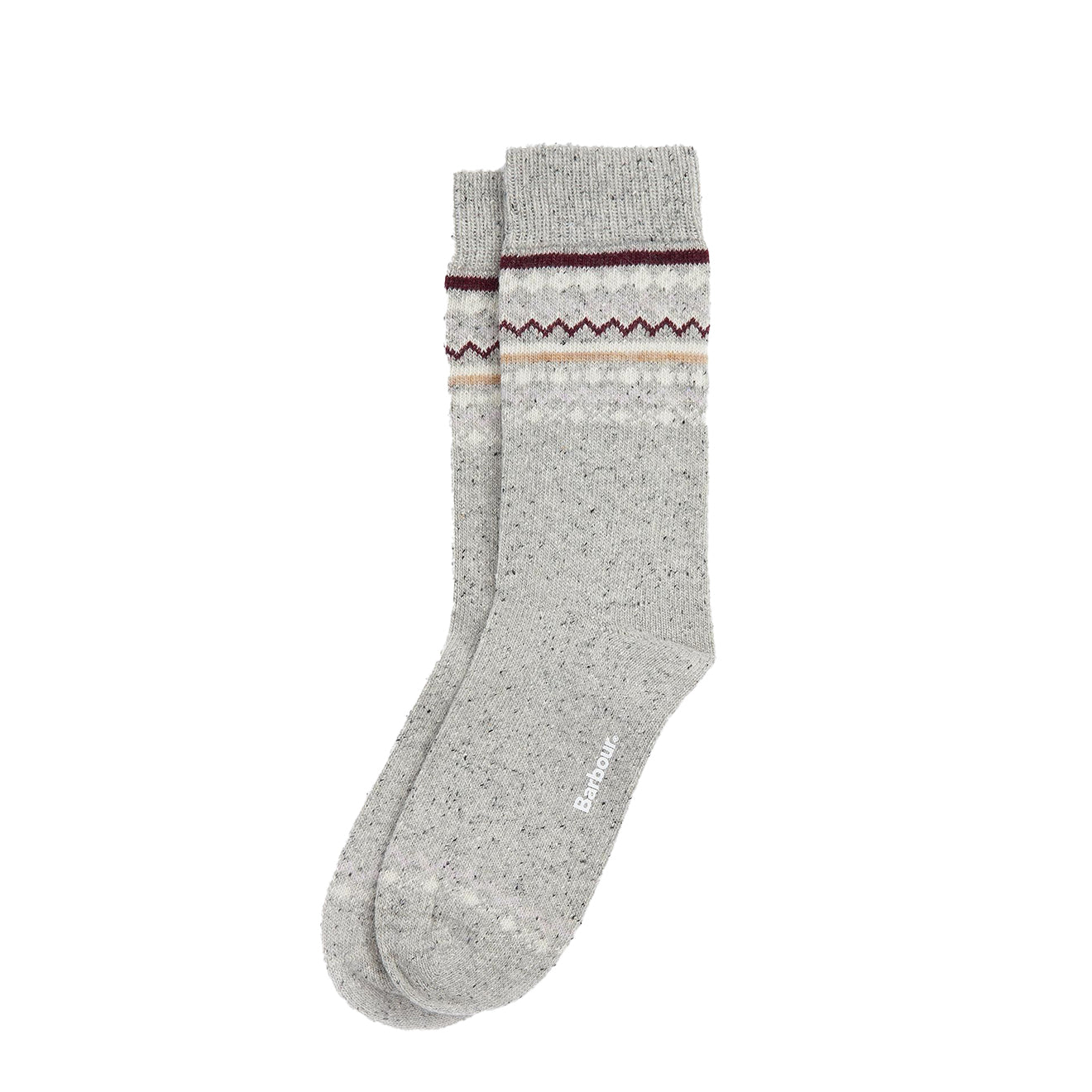 Barbour Anaise Fair Isle Sock Light Grey/Cabernet - Parasol Store