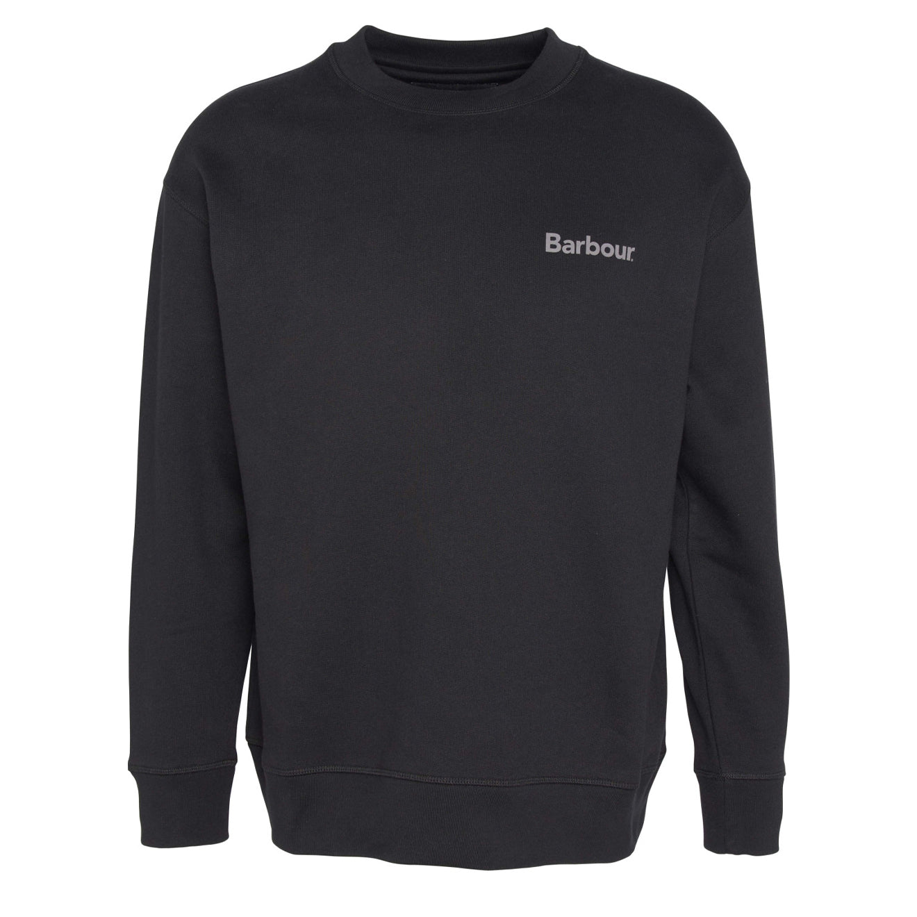 Barbour Brushed Nicholas OS Crew Neck Sweatshirt Black - Parasol Store