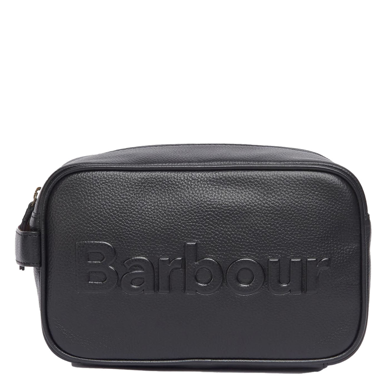 Barbour Debossed Logo Leather Wash Bag Classic Black Barbour