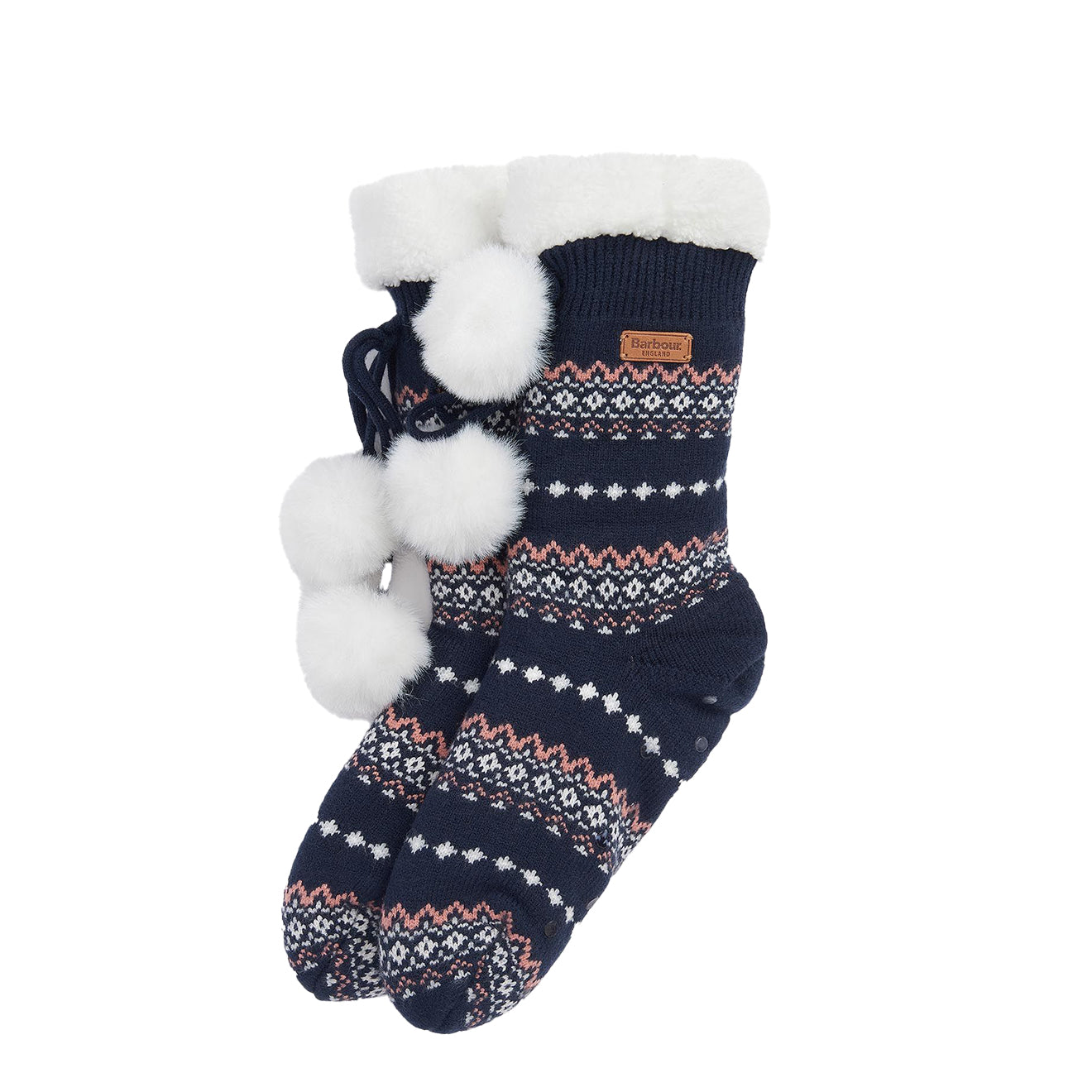 Barbour Fair Isle Lounge Socks Pink/Navy - Parasol Store