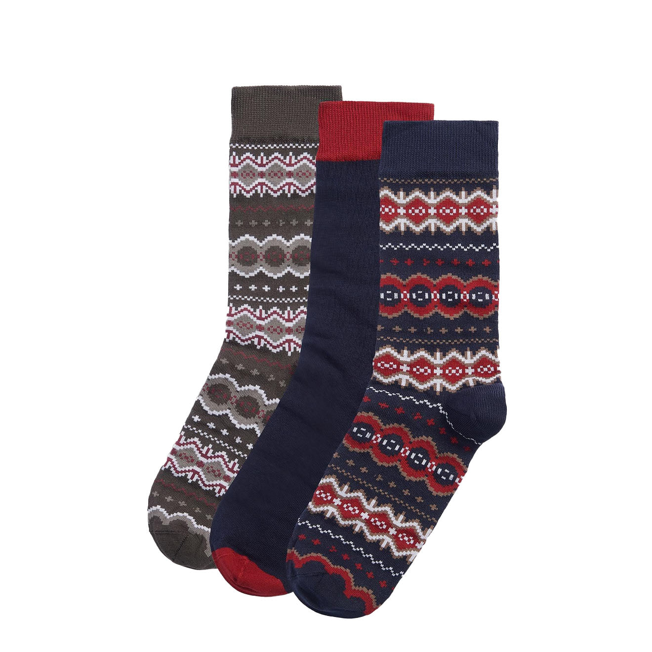 Barbour Fairisle Sock Gift Box Cranberry / Classic Black Slate Mix Barbour