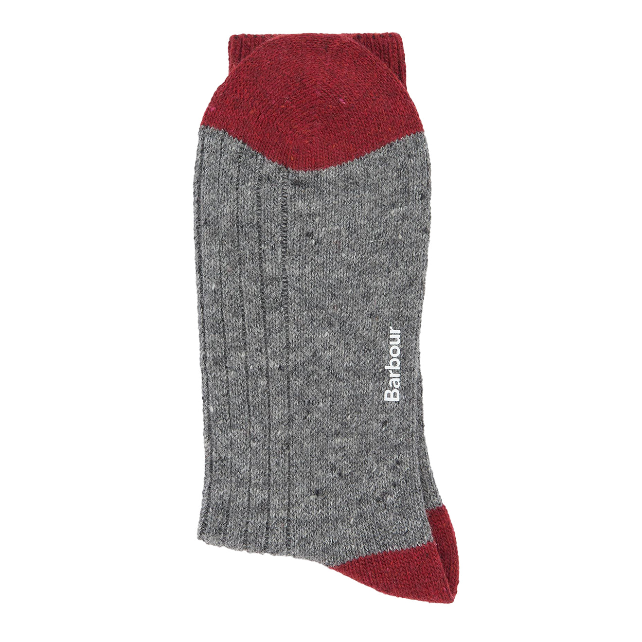 Barbour Houghton Socks Mid Grey/Red - Parasol Store