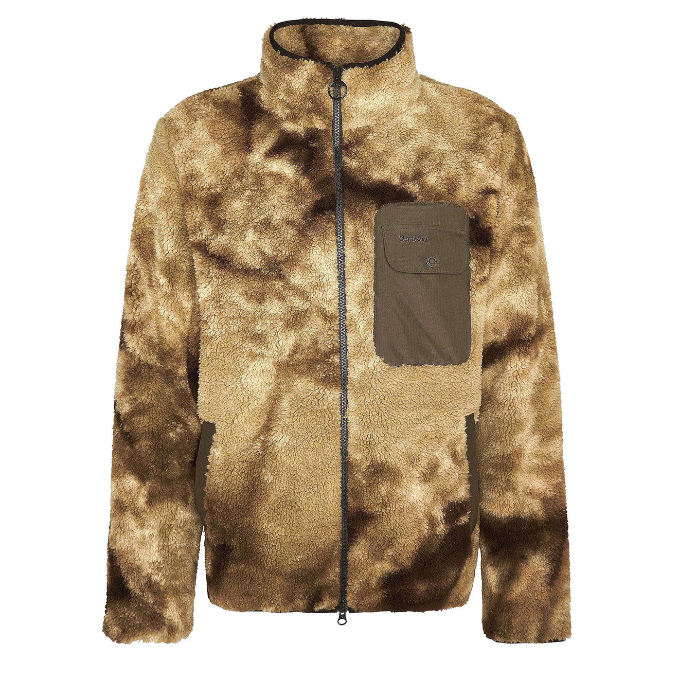 Barbour Moor Tie Dye Fleece Jacket Khaki Print - Parasol Store