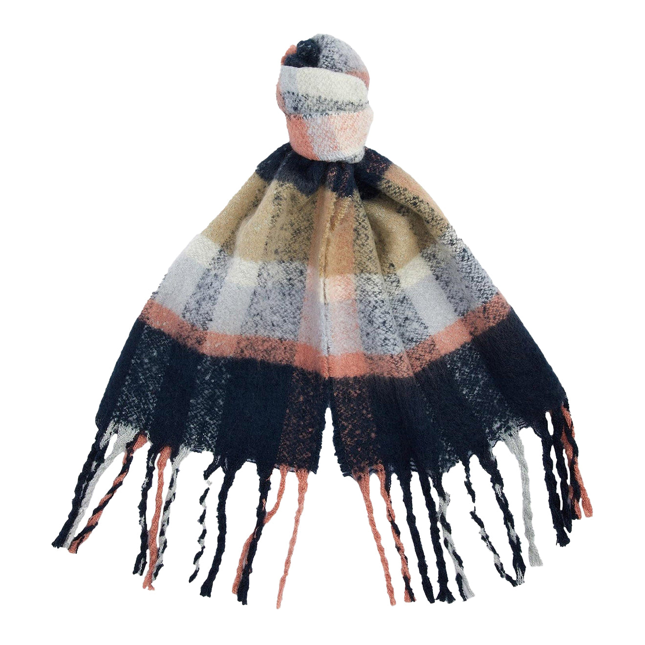 Barbour Rawson Check Scarf Navy/Pink Rust - Parasol Store