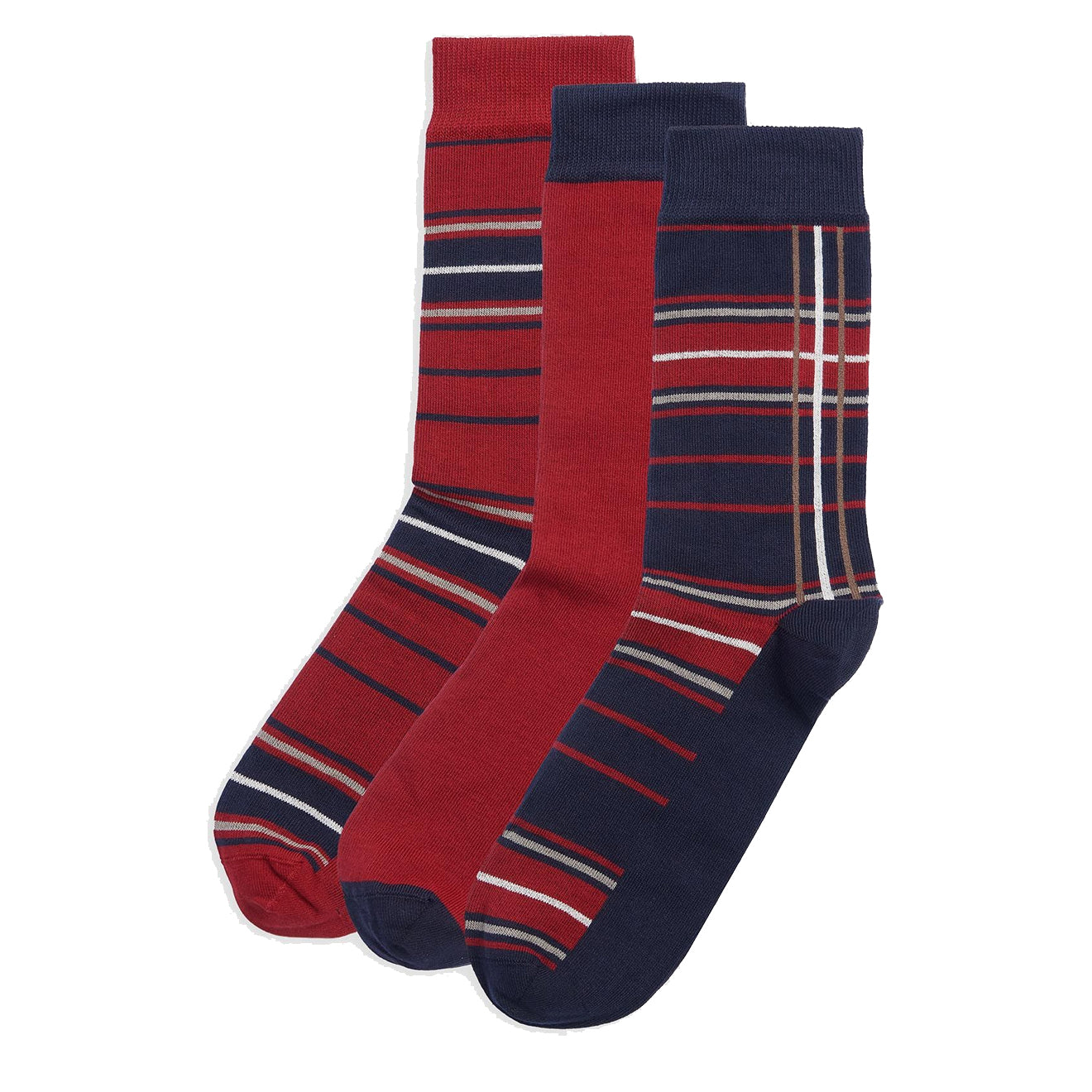 Barbour Tartan Sock Gift Box Cranberry Barbour