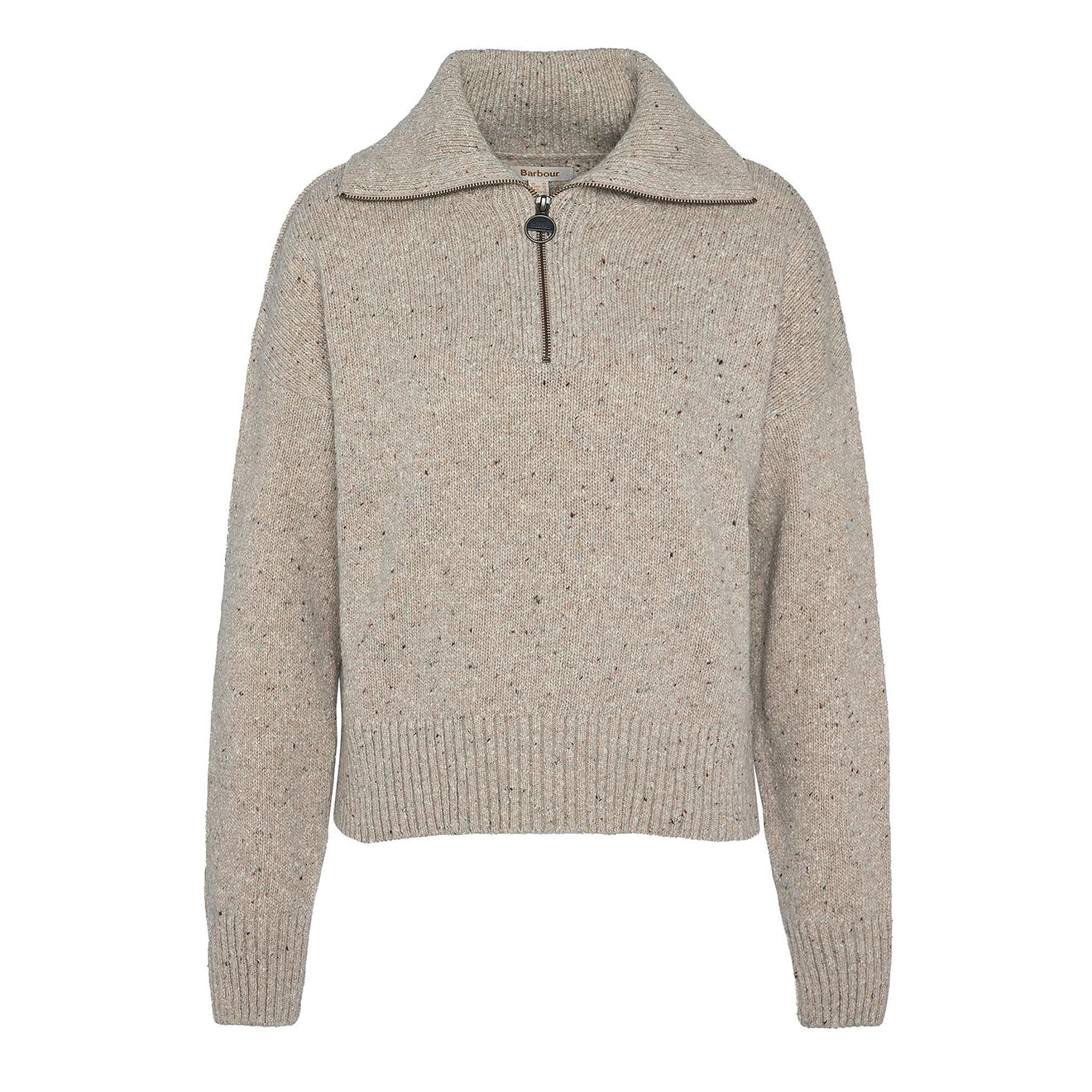 Barbour Womens Lavensdale Half Zip Knitted Jumper Oatmeal - Parasol Store