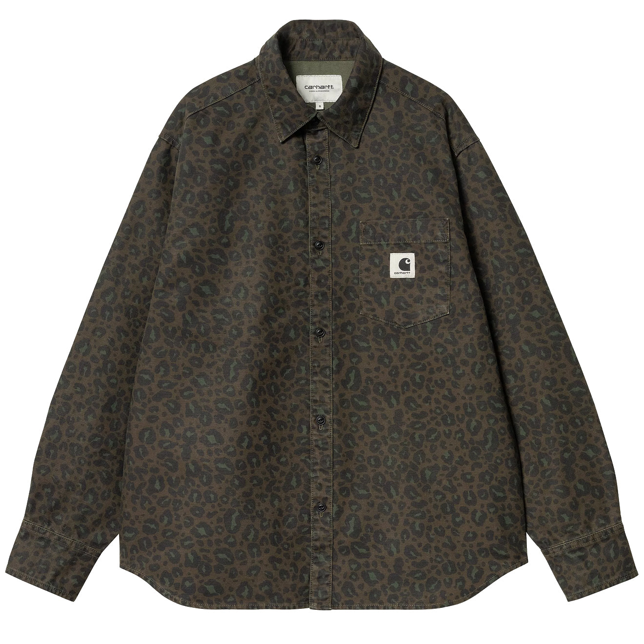 Carhartt WIP Womens L/S Leo Shirt Camo Leo Tamarind / Office Green Garment Dyed - Parasol Store