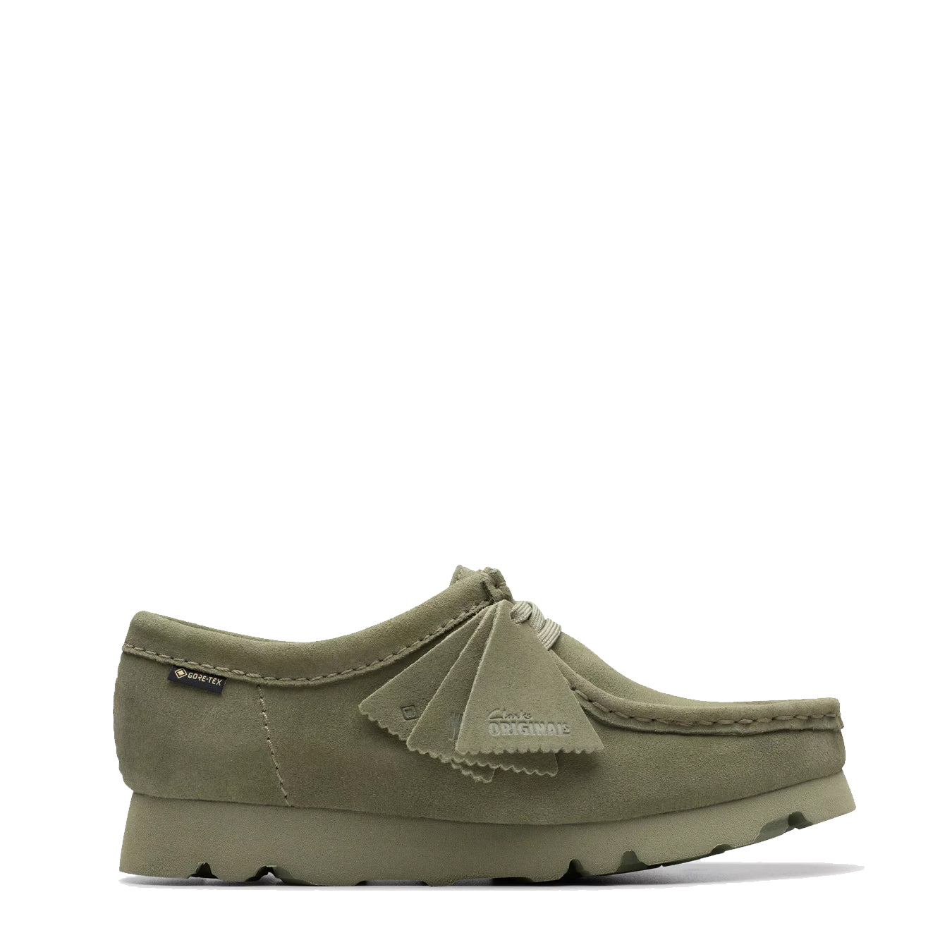 Clarks Originals Womens Wallabee GTX Shoe Khaki / Green Suede - Parasol Store