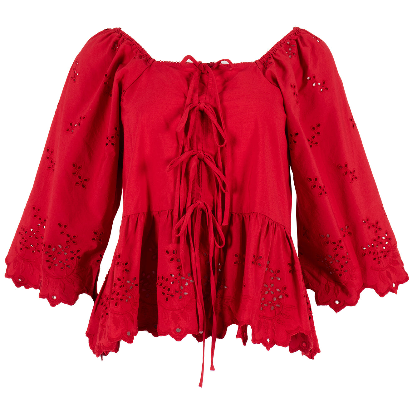 Damson Madder Lana Blouse Red Broderie - - Parasol Store