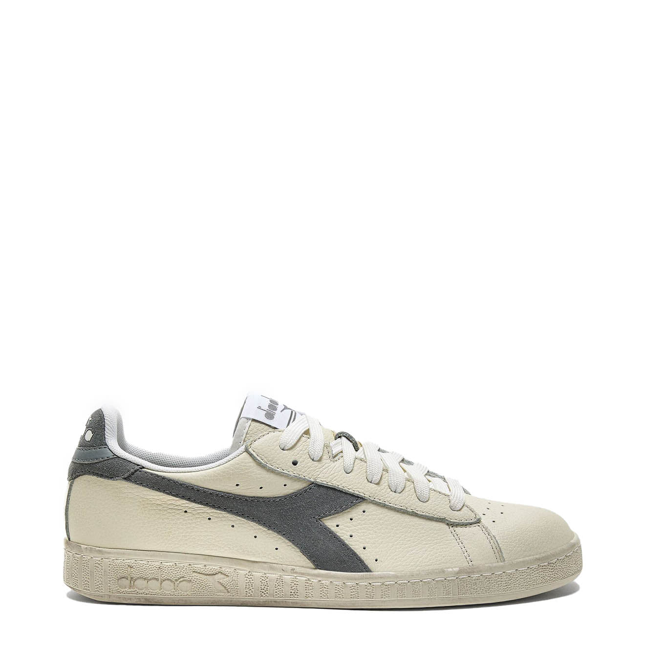 Diadora Womens Game L Low Waxed Suede Pop White / Ultimate Gray Diadora