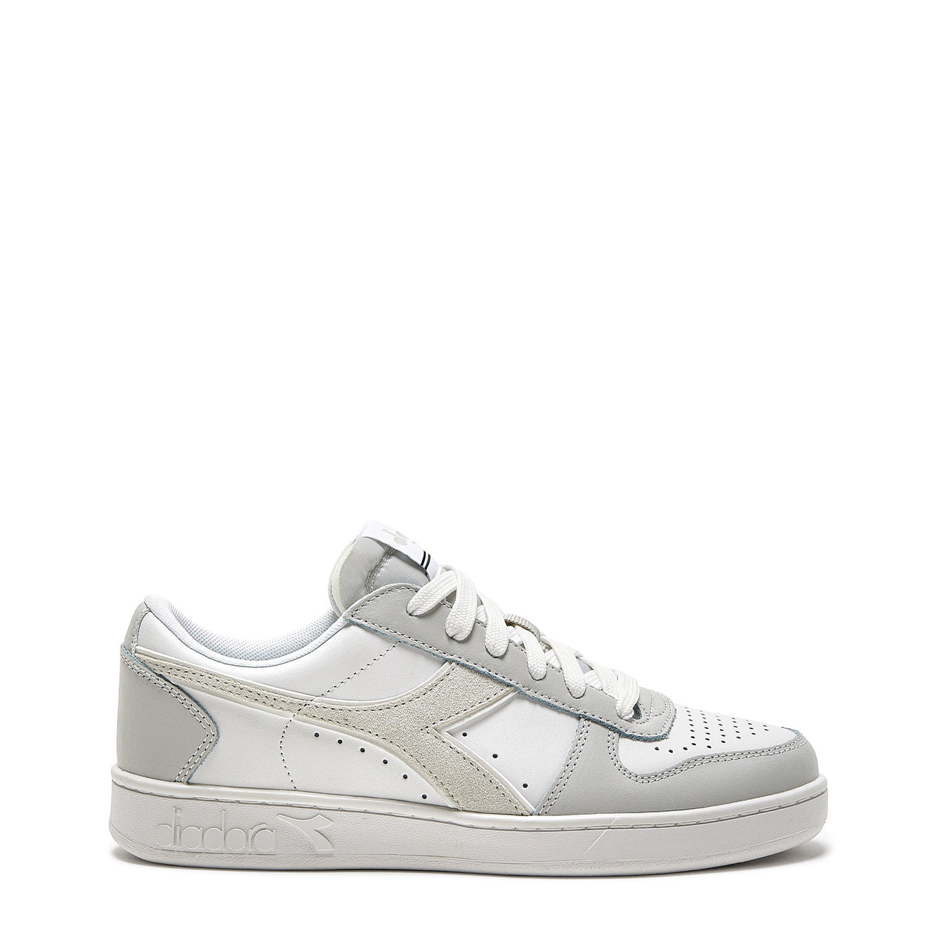 Diadora Womens Magic Basket Low Leather Trainer Dawn Blue / White Diadora