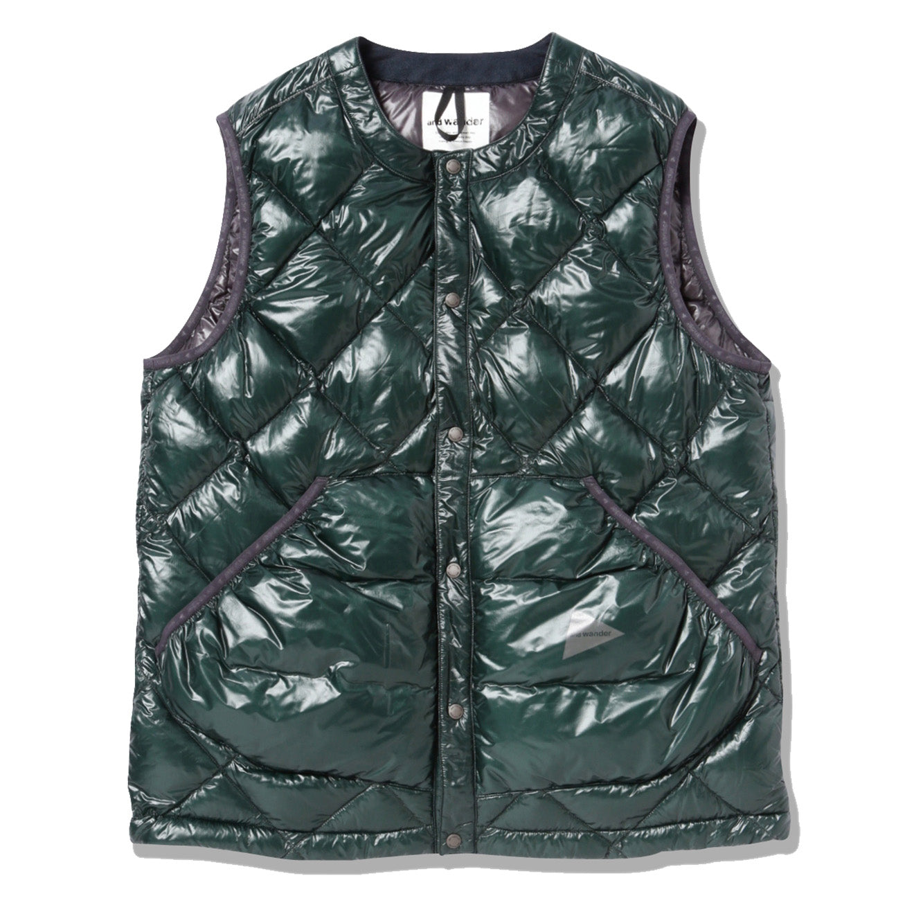 And Wander Diamond Stitch Down Vest Green And Wander