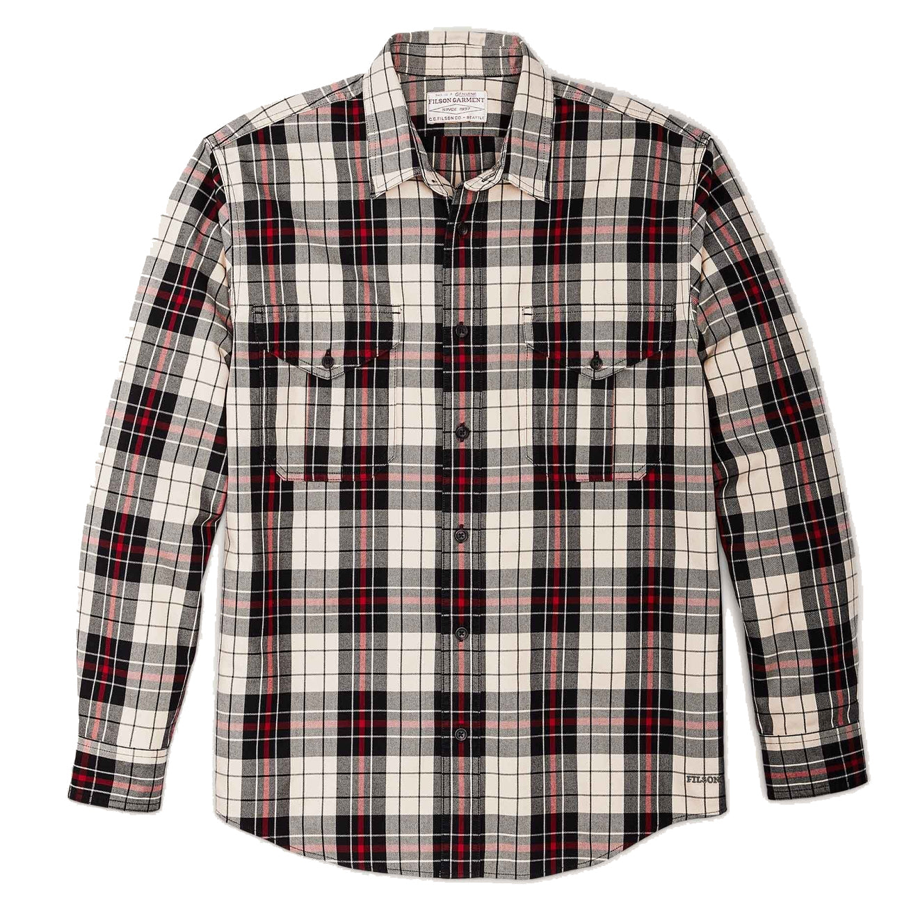 Filson Light Weight Alaskan Guide Shirt Guide Light Cotton Off-white Black Red Filson