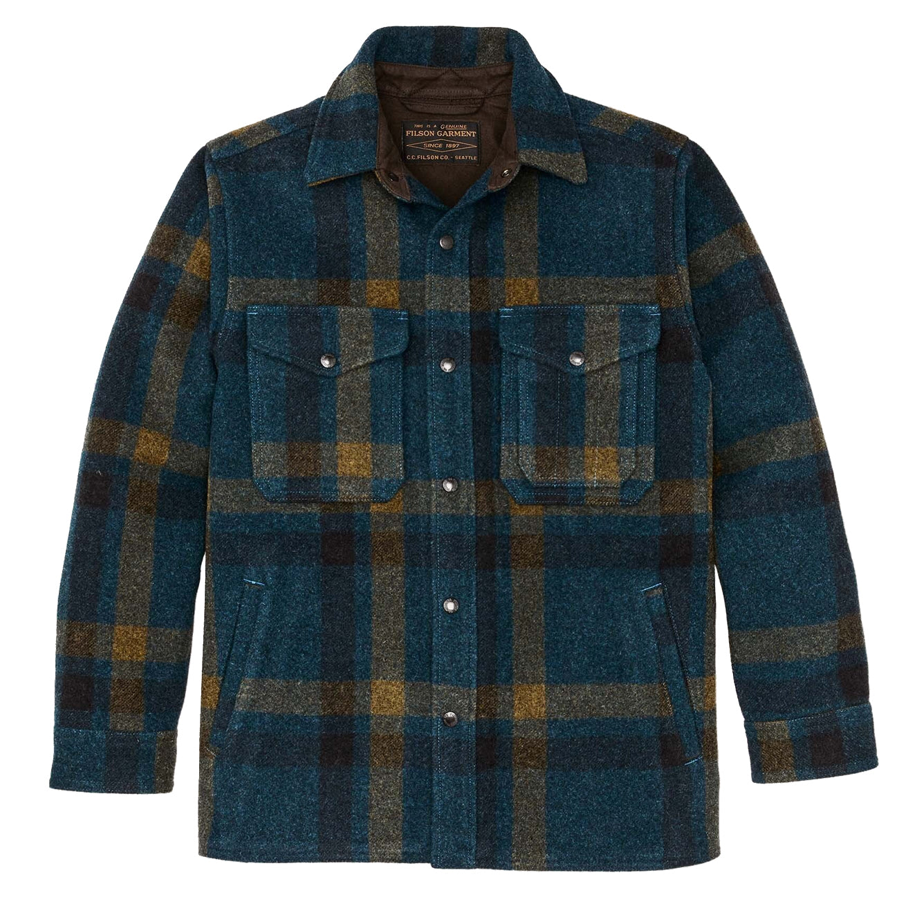 Filson Lined Mackinaw Jac-Shirt Teal / Ochre Plaid - Parasol Store