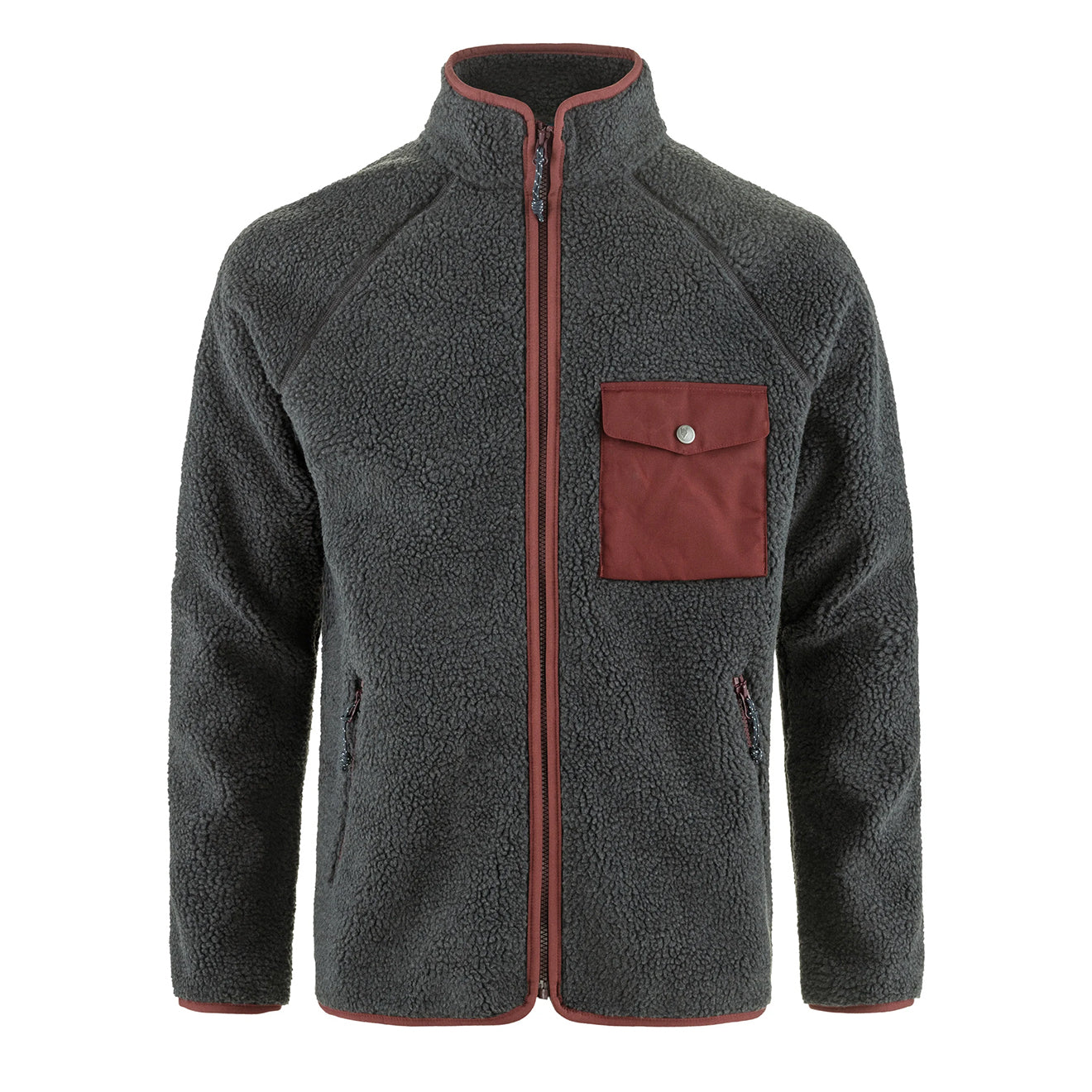 Fjallraven Vardag Pile Fleece Dark Grey / Maroon - Parasol Store