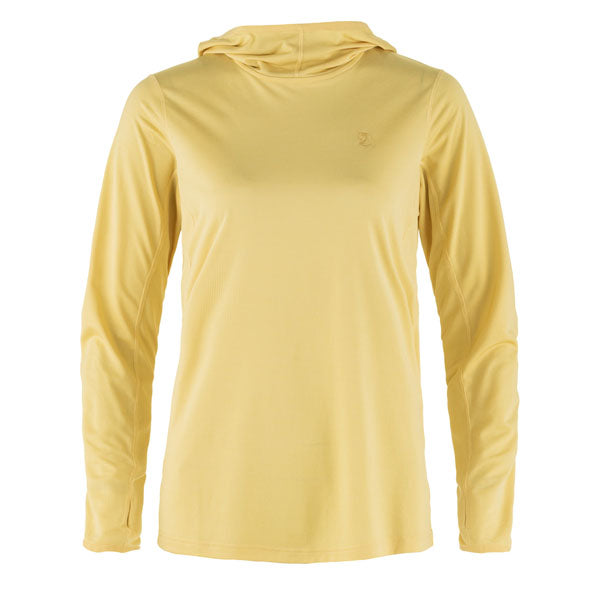 Fjallraven Womens Abisko Sun-Hoodie LS Hooded T-Shirt Mais Yellow - Parasol Store