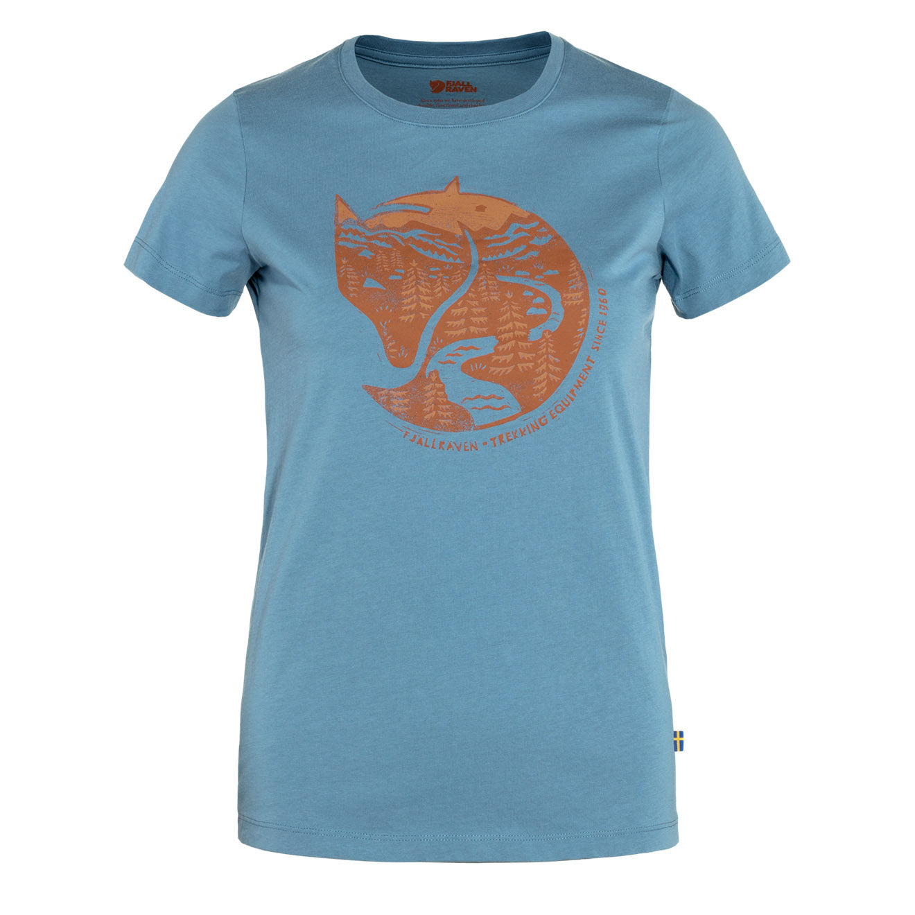 Fjallraven Womens Arctic Fox Print T-Shirt Dawn Blue / Terracotta Fjallraven