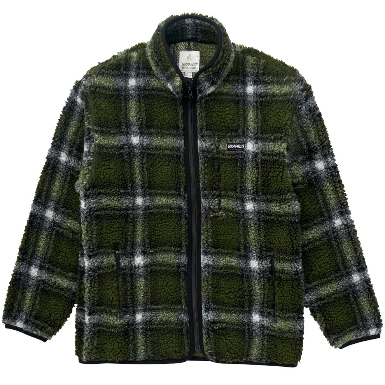 Gramicci Shadow Plaid Sherpa Jacket Olive Shadow Plaid - Parasol Store