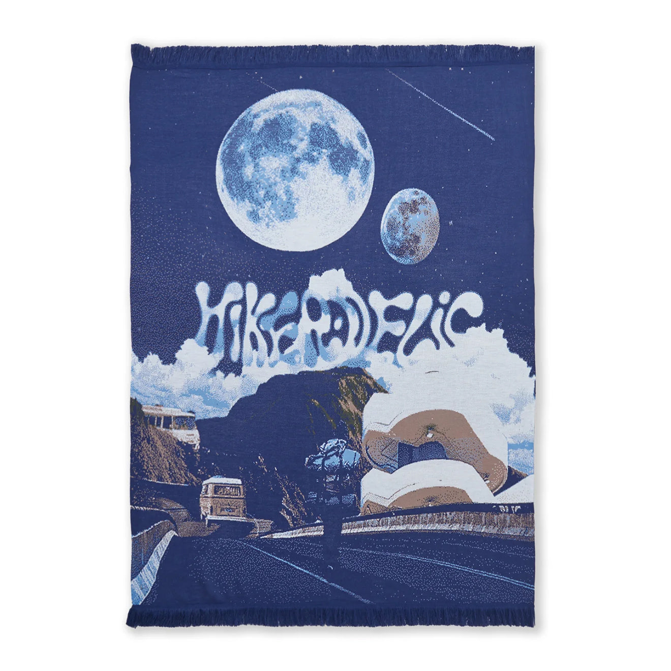 Hikerdelic Retro Future Picnic Blanket Navy - Parasol Store