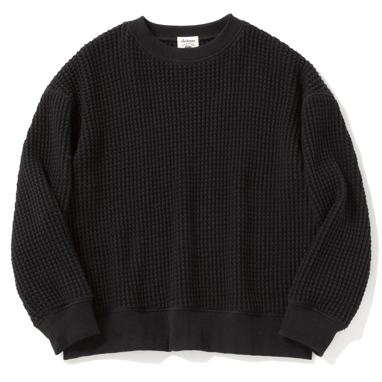 Jackman Waffle Crewneck Black - Parasol Store