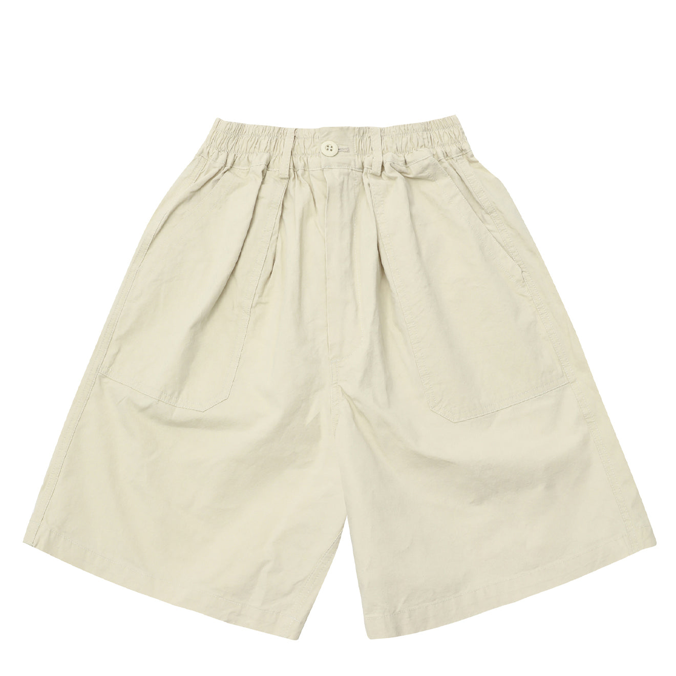 Kappy One Tuck Wide Fatigue Half Pants Cream - Parasol Store