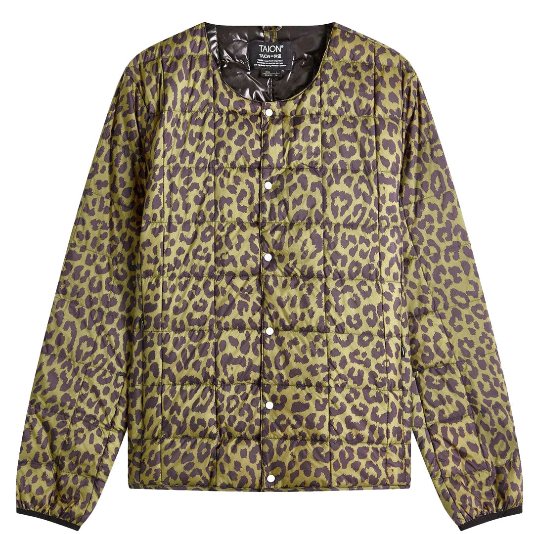 Taion Womens Crew Neck Button Down Jacket Leopard - Parasol Store