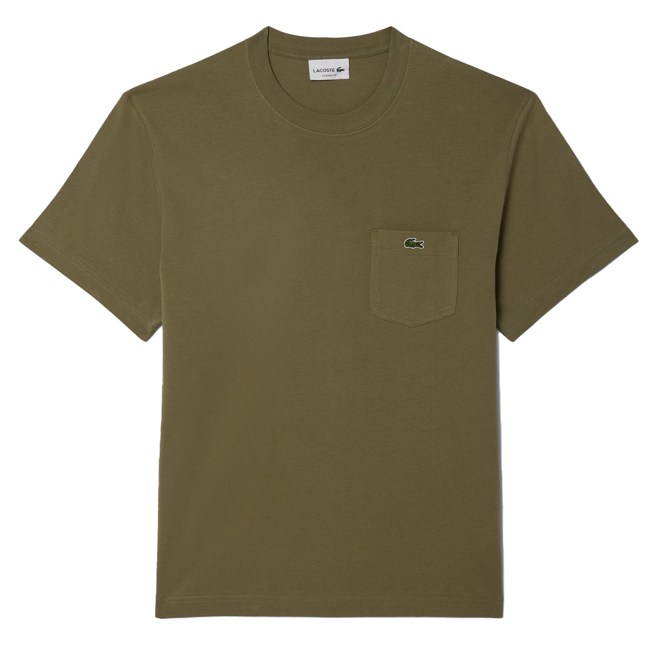 Lacoste Cotton T-Shirt with Breast Pocket Khaki - Parasol Store