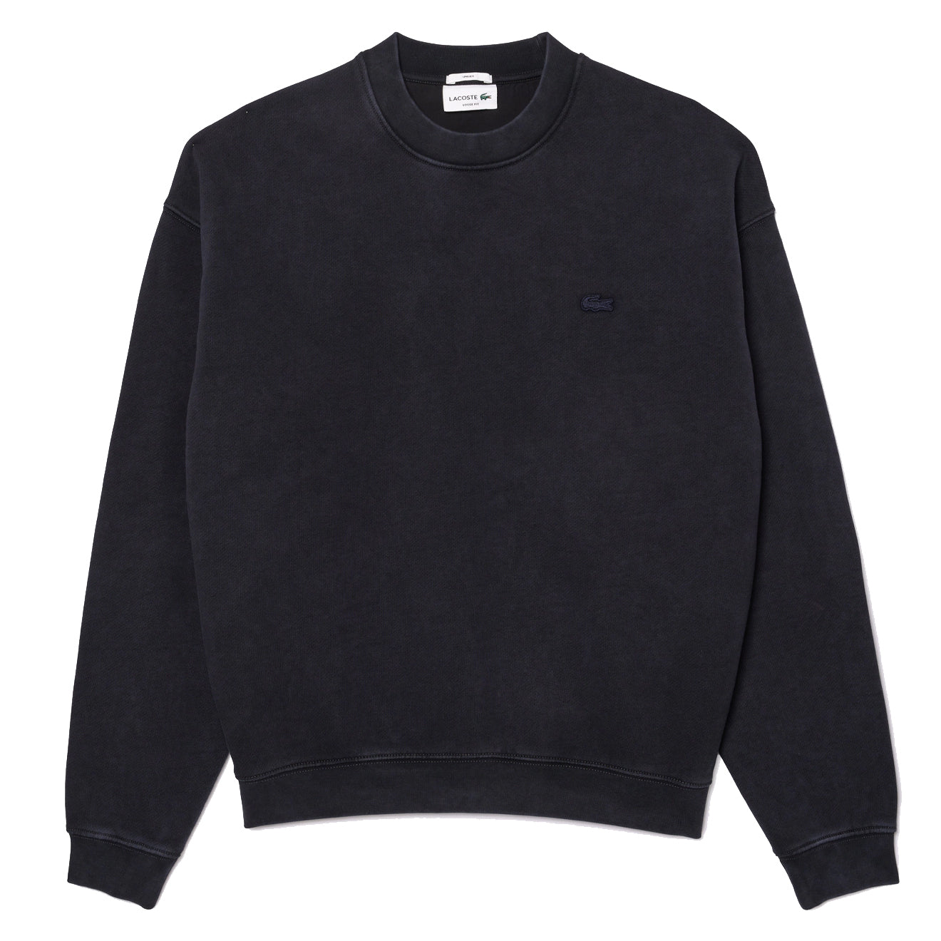 Lacoste Loose Fit Washed Effect Fleece Sweatshirt Black - Parasol Store