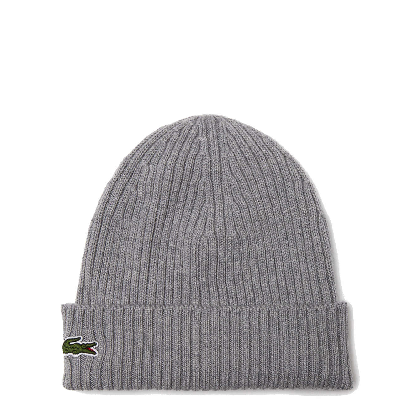 Lacoste Rib Knit Brushed Wool Beanie Heather Agate - Parasol Store