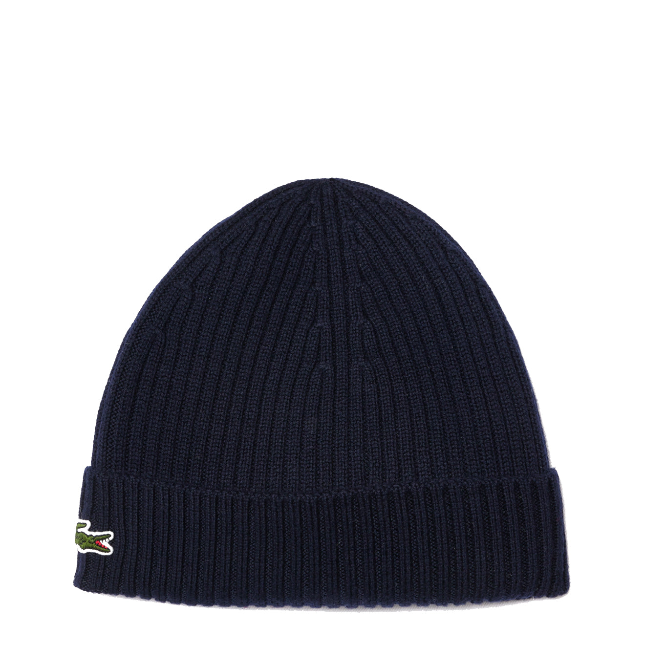 Lacoste Rib Knit Brushed Wool Beanie Navy Blue - Parasol Store