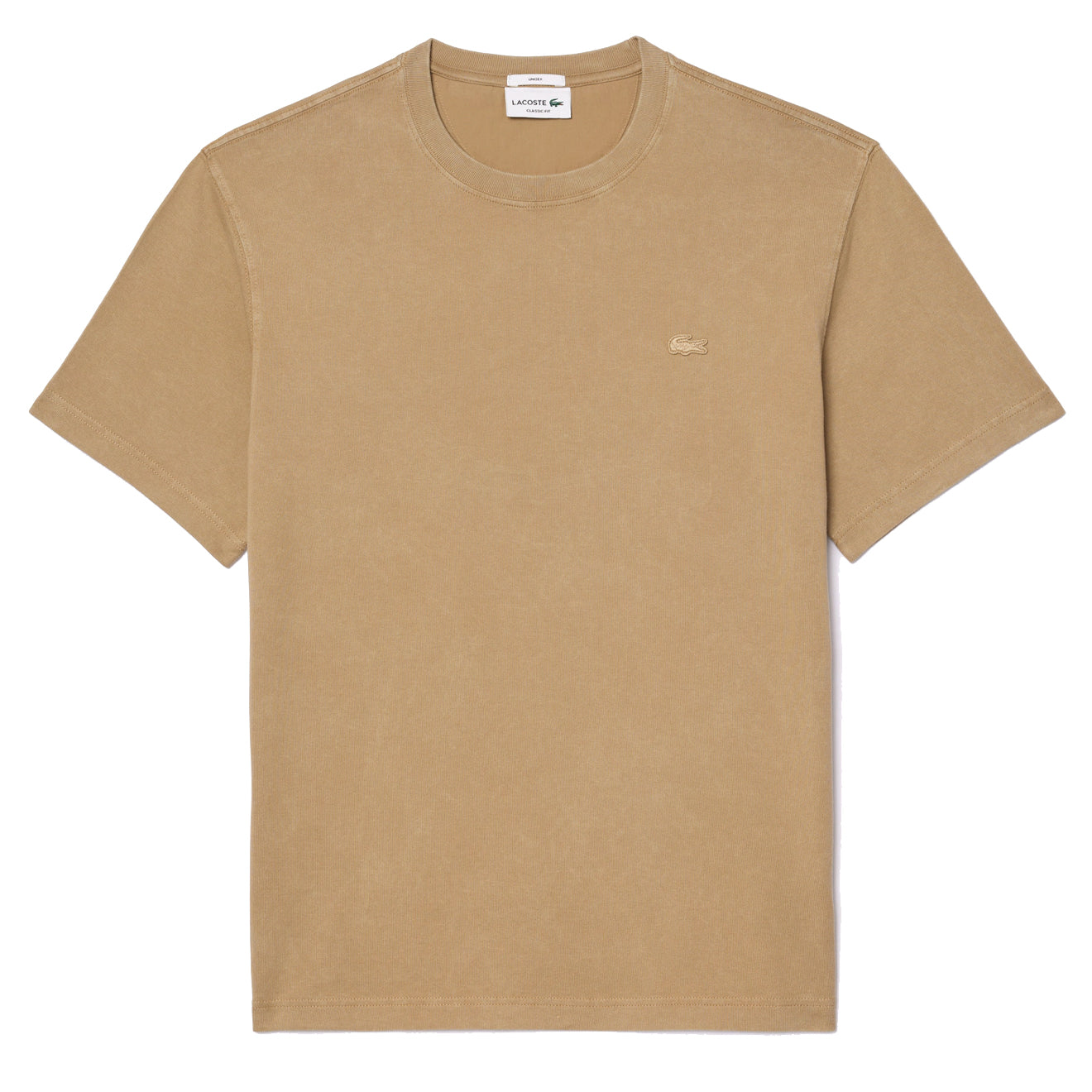 Lacoste Washed Effect Heavy Cotton T-Shirt Beige - Parasol Store