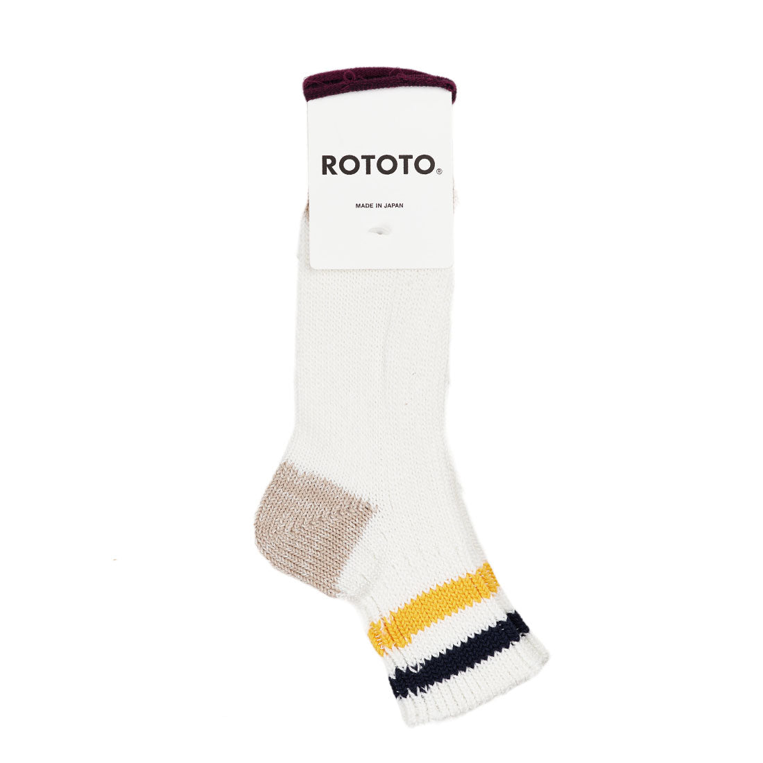 Rototo Two Stripe White / Navy / Yellow RoToTo