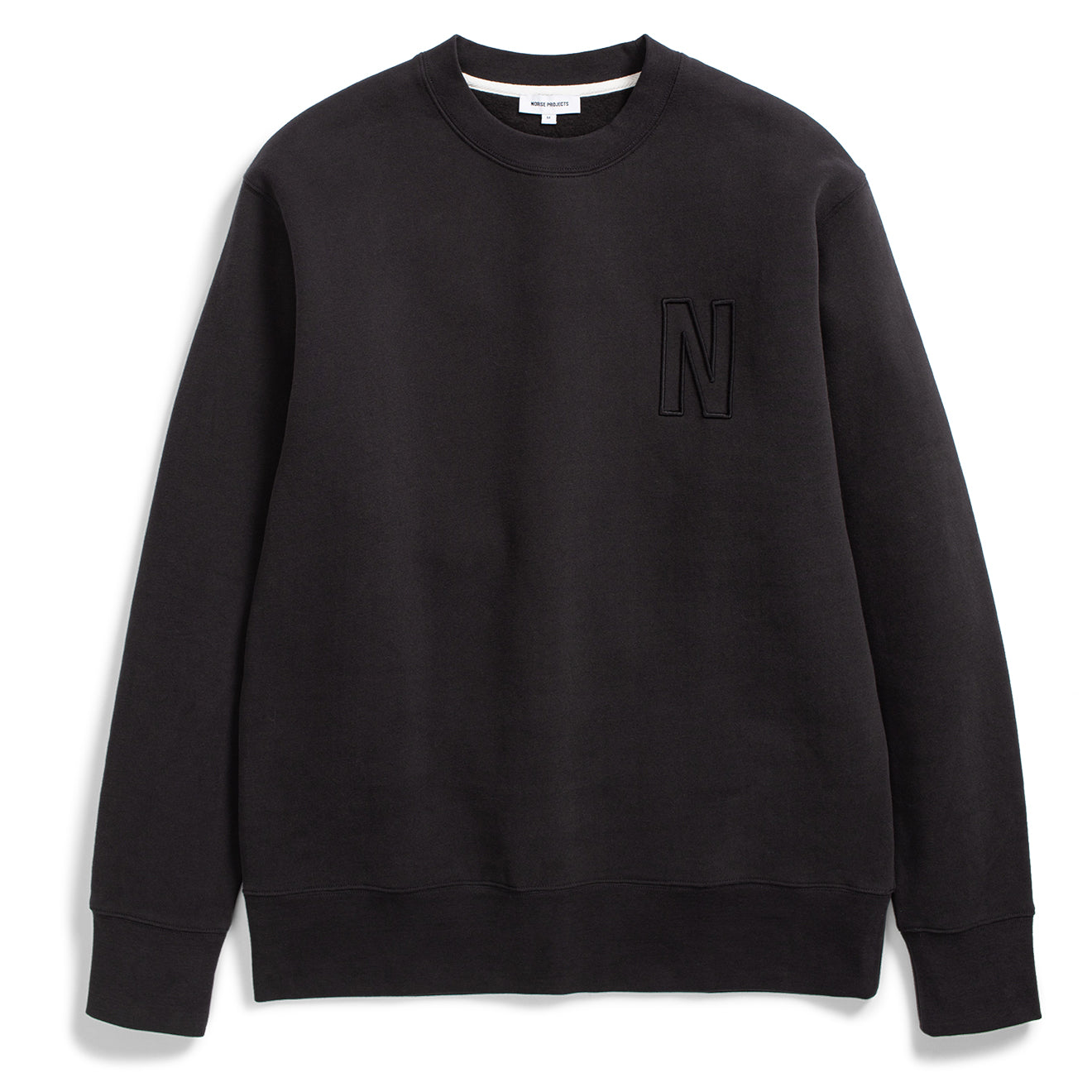 ​Norse Projects Arne Relaxed Brushed Fleece N Logo Sweat Black