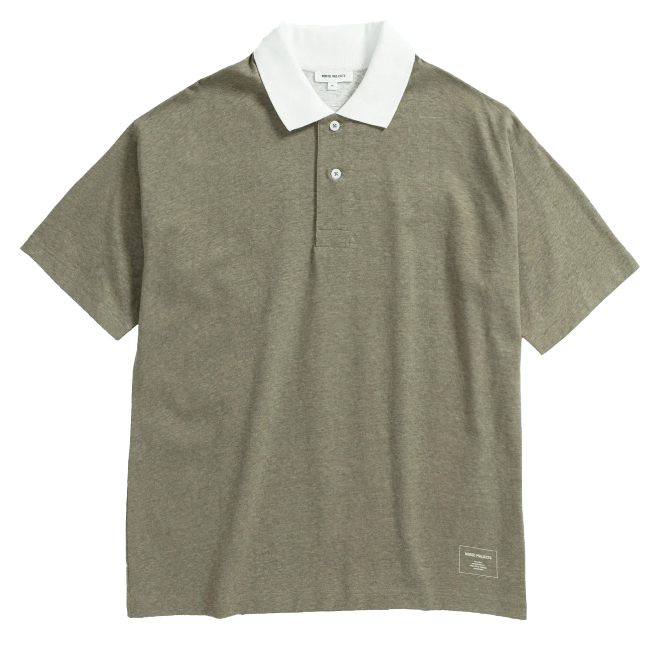 Norse Projects Espen Loose Printed S/S Polo Sediment Green - Parasol Store