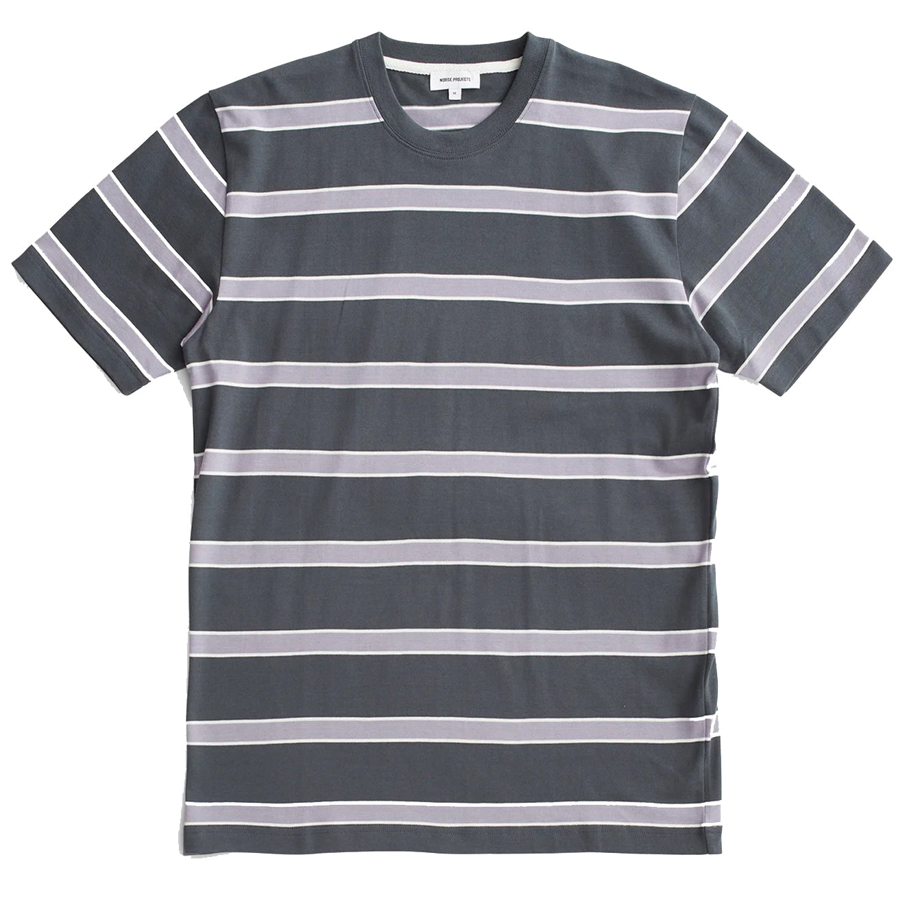 Norse Projects Johannes Organic Multicolour Stripe T-shirt Battleship Grey - Parasol Store