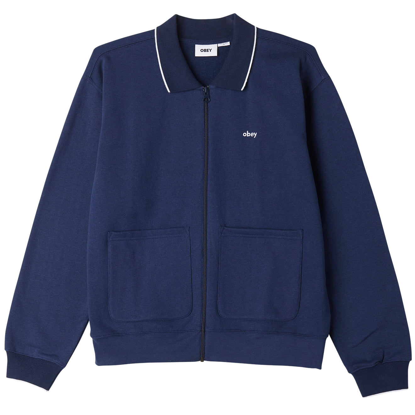 Obey Fontana Zip Front Polo Sweatshirt Academy Navy - Parasol Store