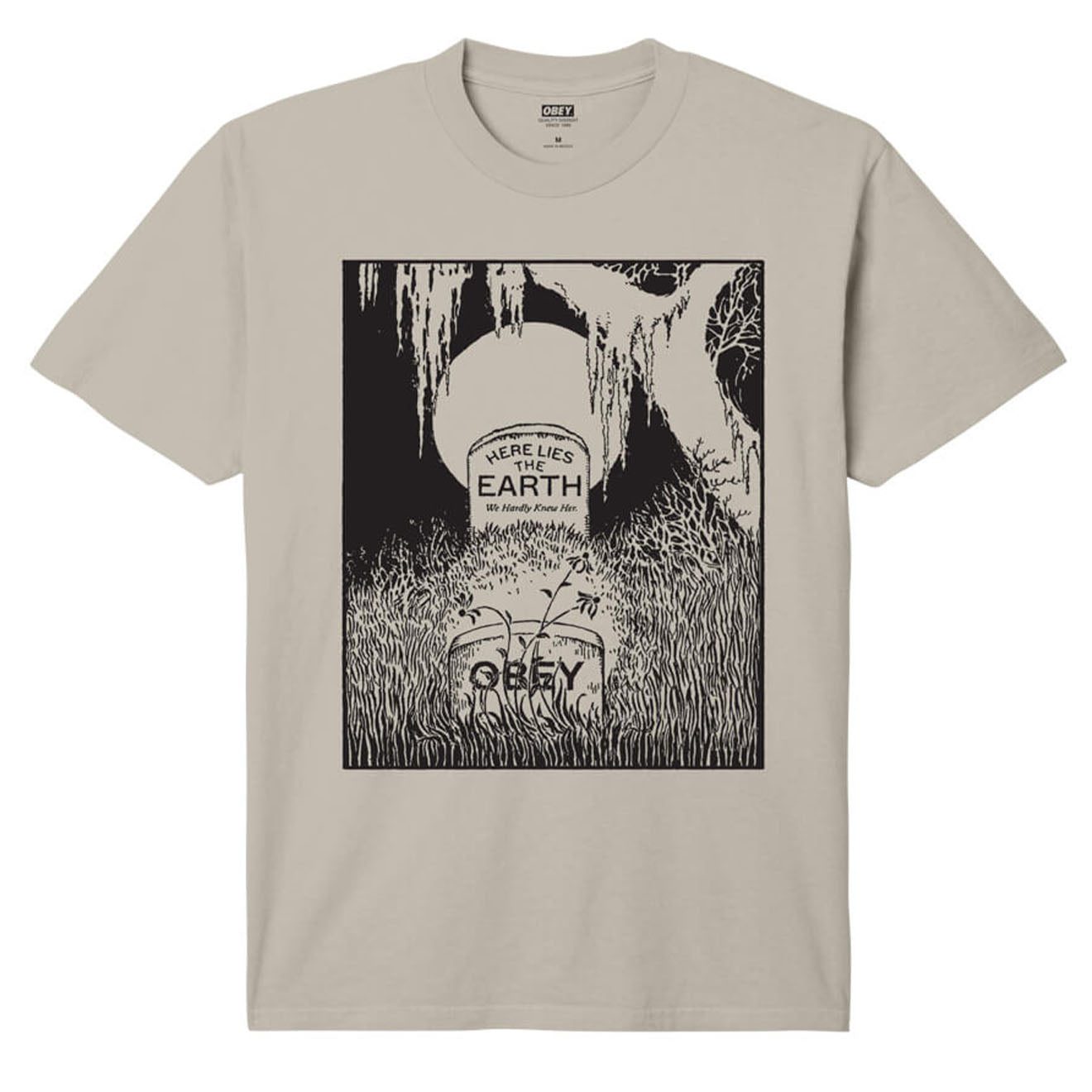 Obey Here Lies The Earth Pigment T-Shirt Pigment Silver Grey - Parasol Store