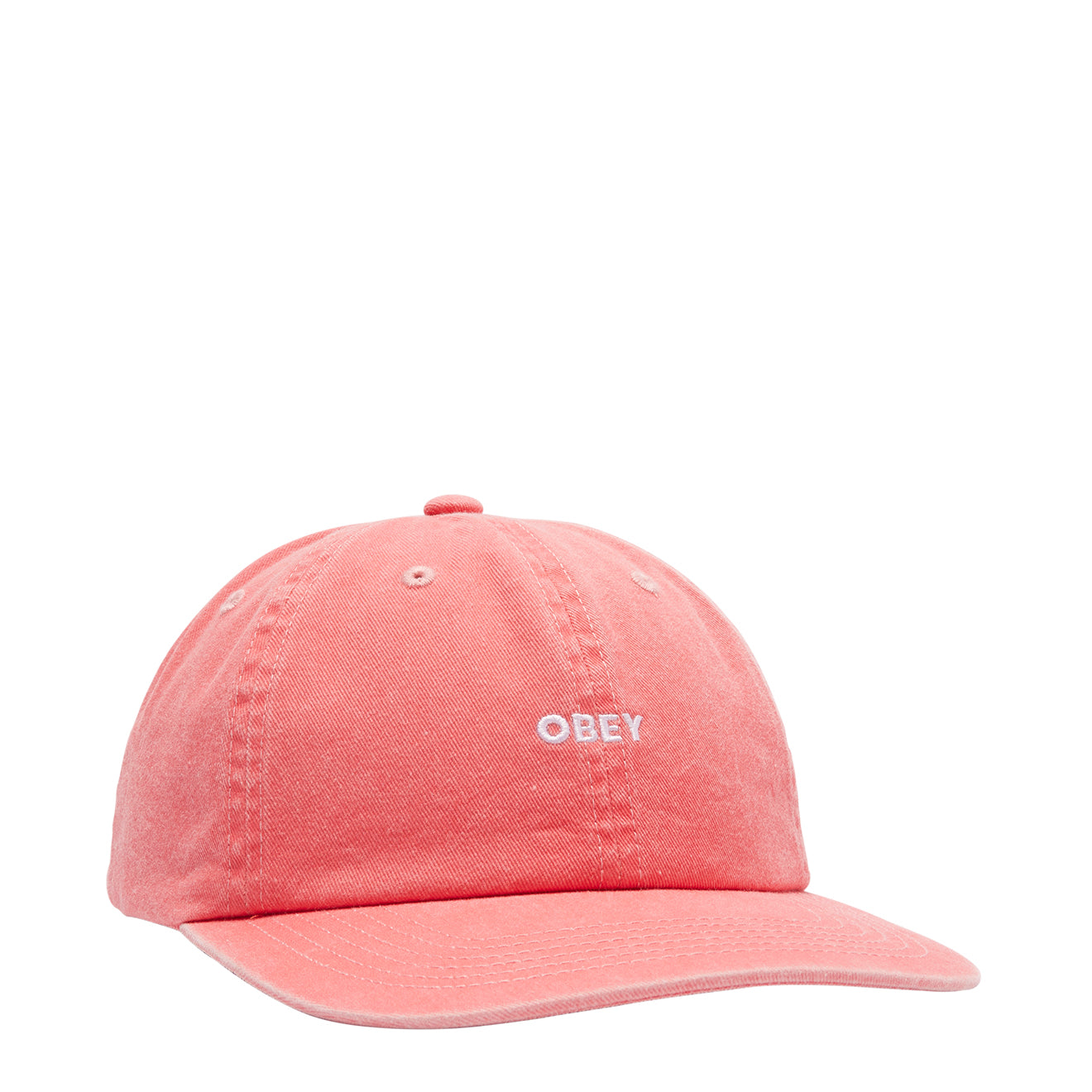 Obey Pigment Lowercase 6 Panel Strapback Pigment Coral - Parasol Store