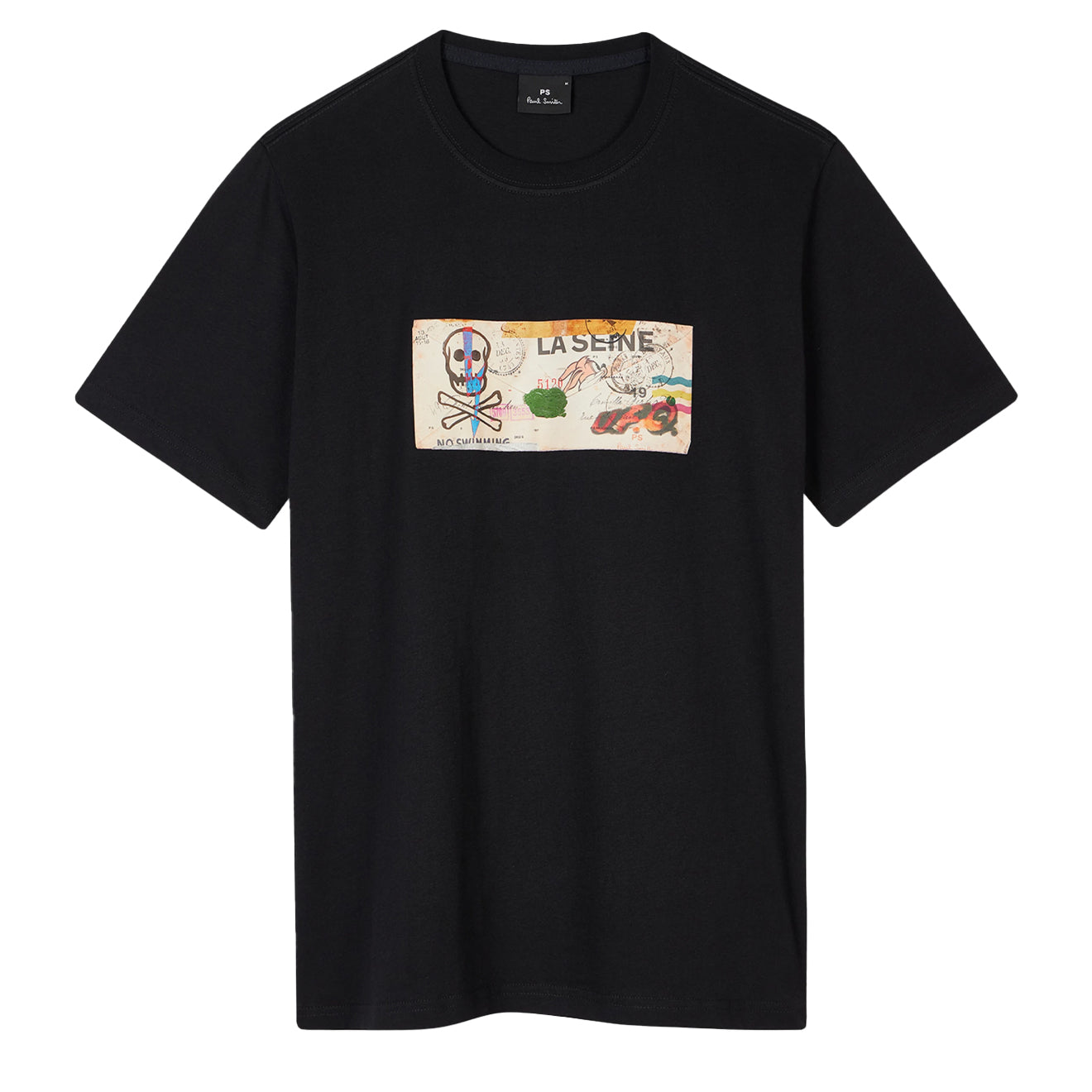 Paul Smith La Seine Card Organic-Cotton T-Shirt Black - Parasol Store