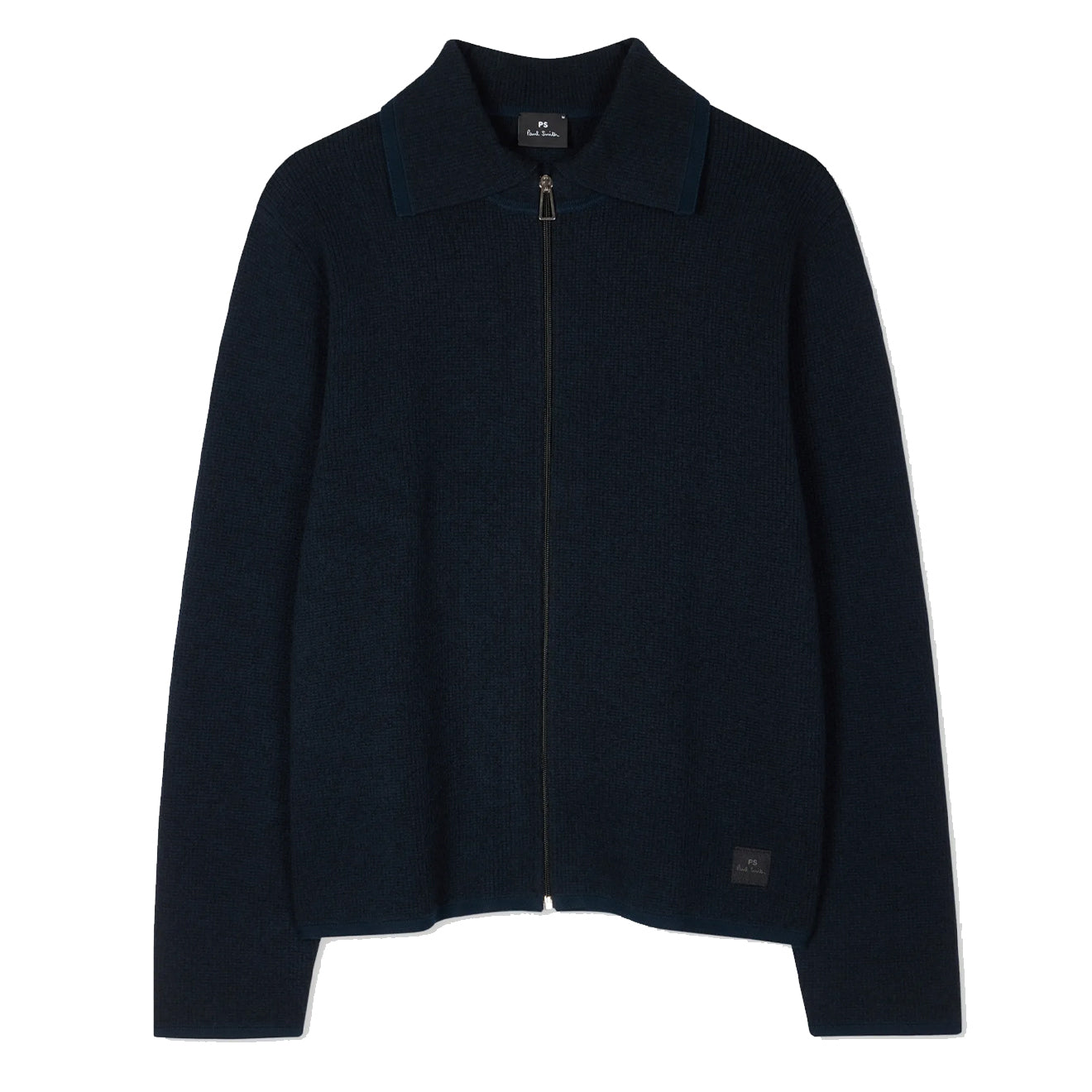 Paul Smith Navy Cotton-Blend Textured Zip Cardigan Navy - Parasol Store